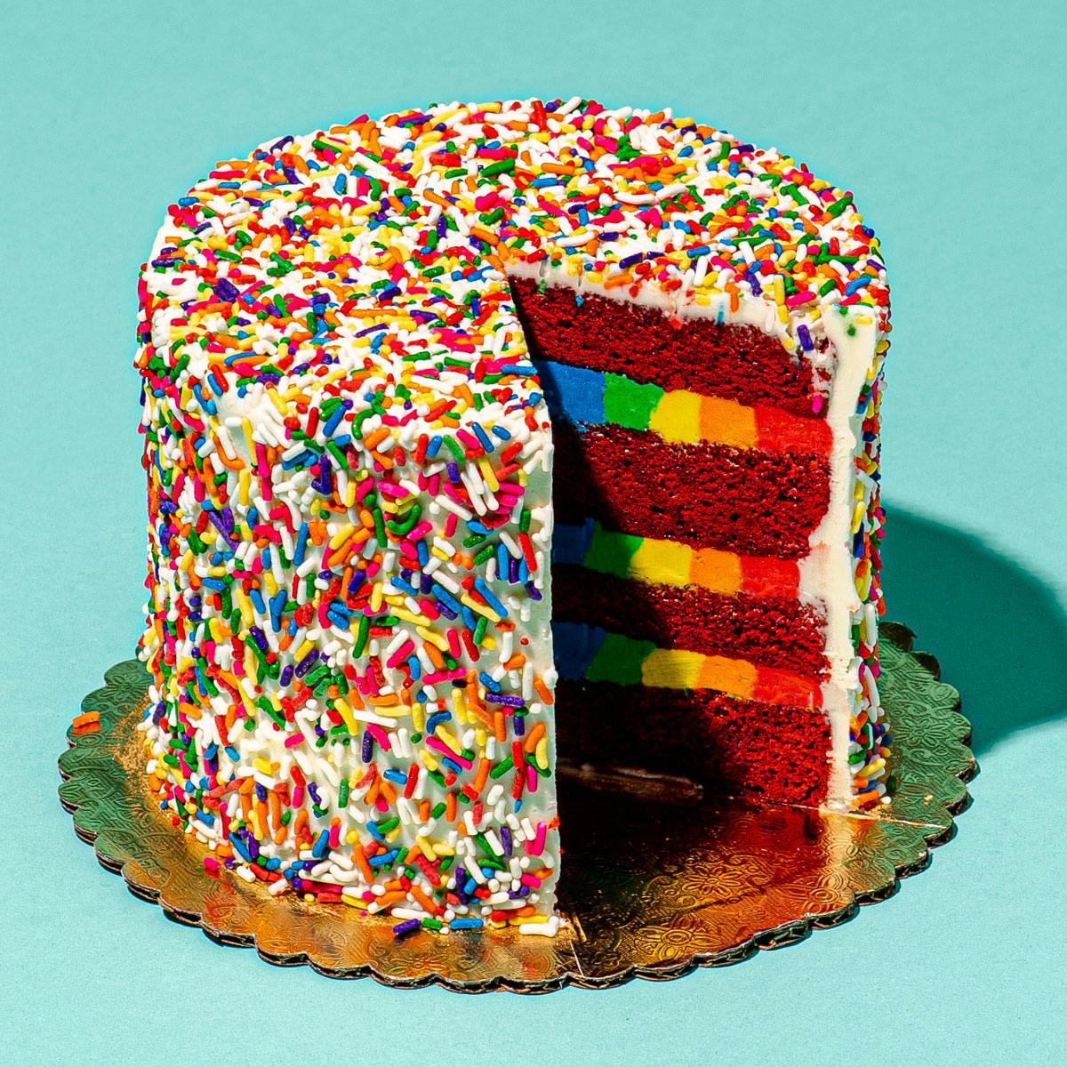 Red Velvet 4-Layer Rainbow Cake