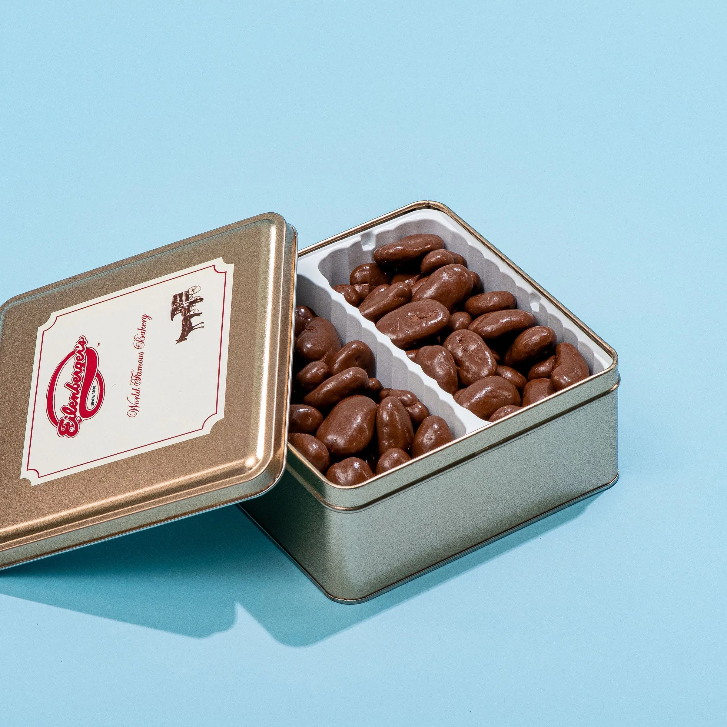 Chocolate Covered Pecans Gift Tin by Eilenberger's Bakery - Goldbelly