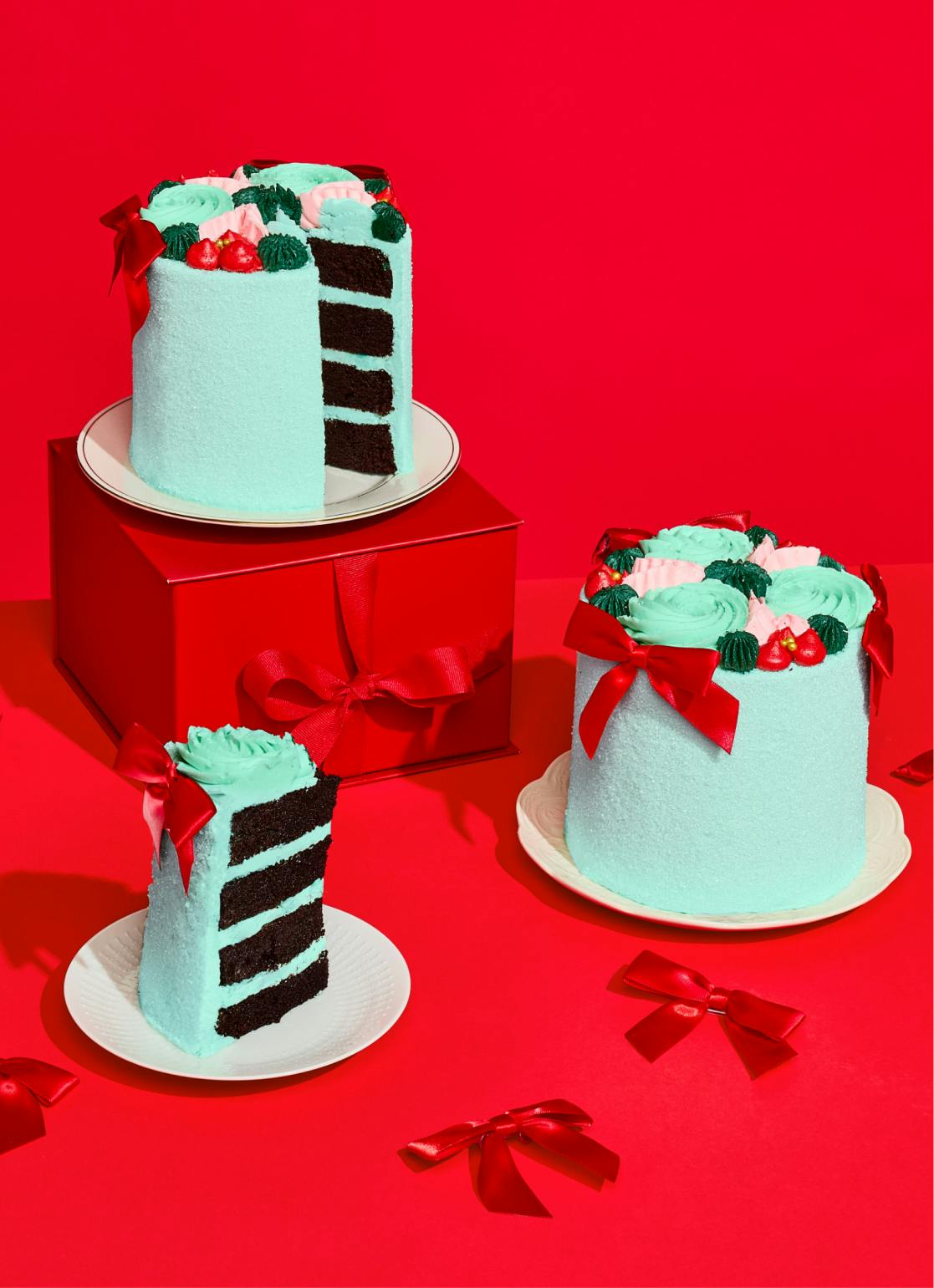 Holiday "Ribbon & Ruffles" Cake