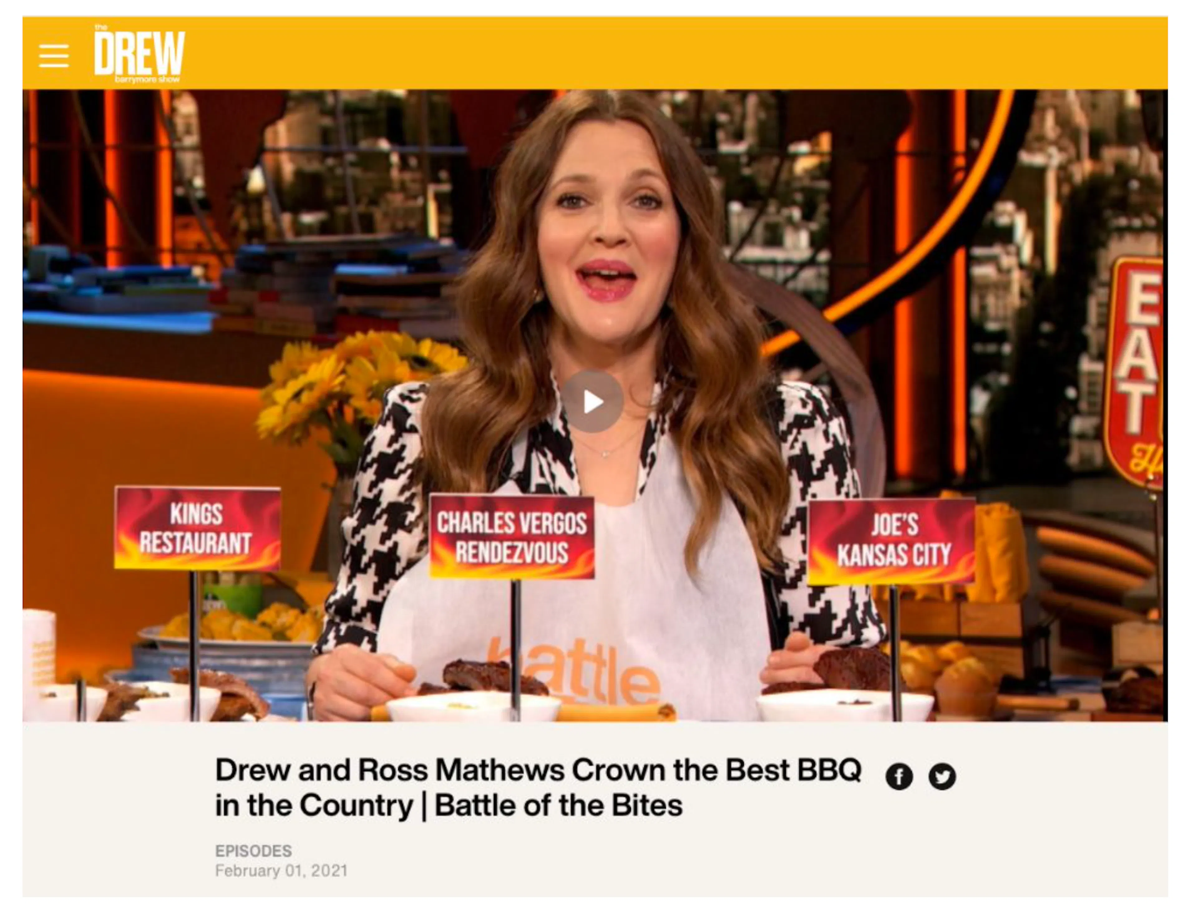 Drew Crowns the Best BBQ in the Country on Goldbelly article thumbnail
