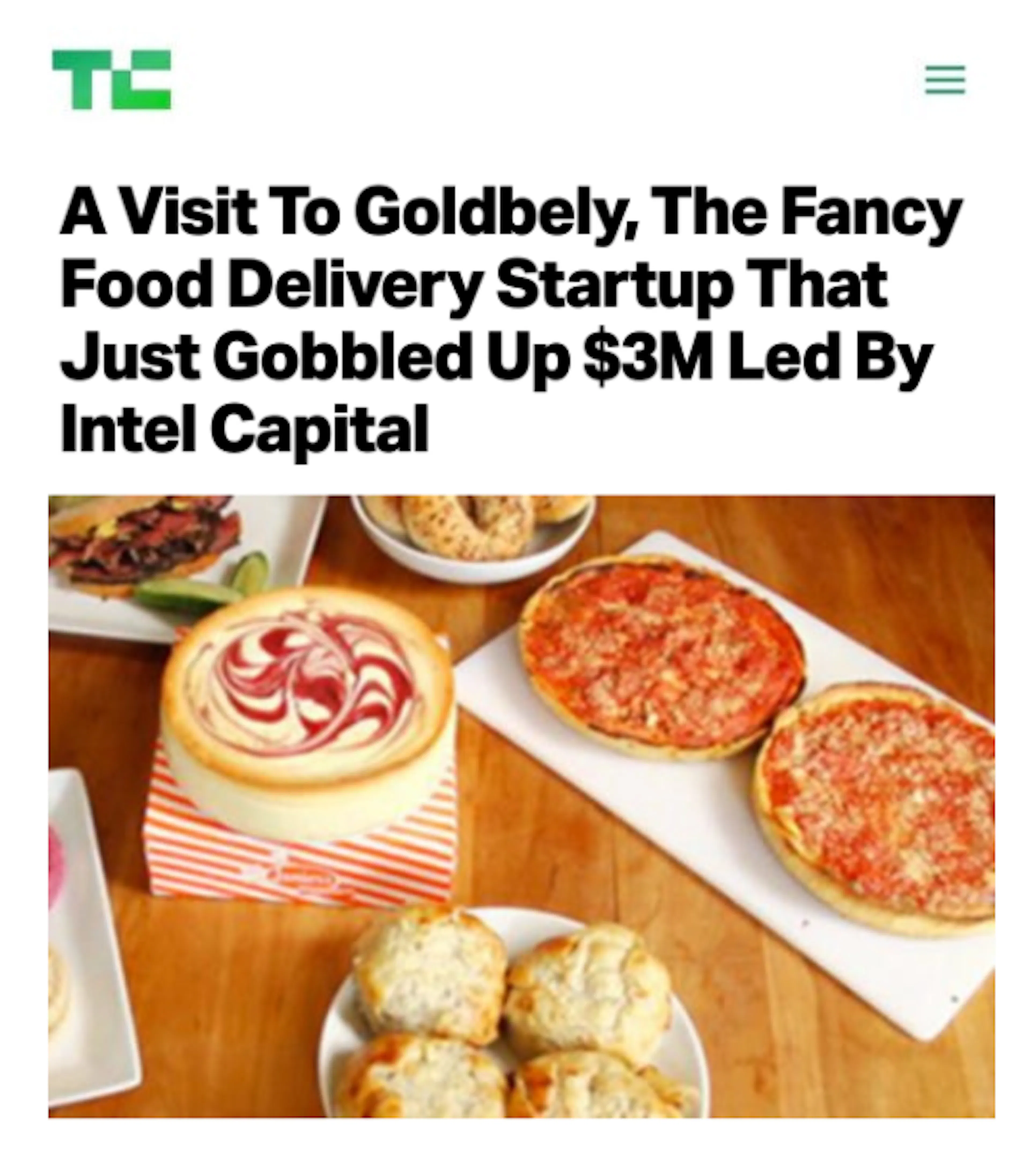 Goldbelly in TechCrunch article thumbnail