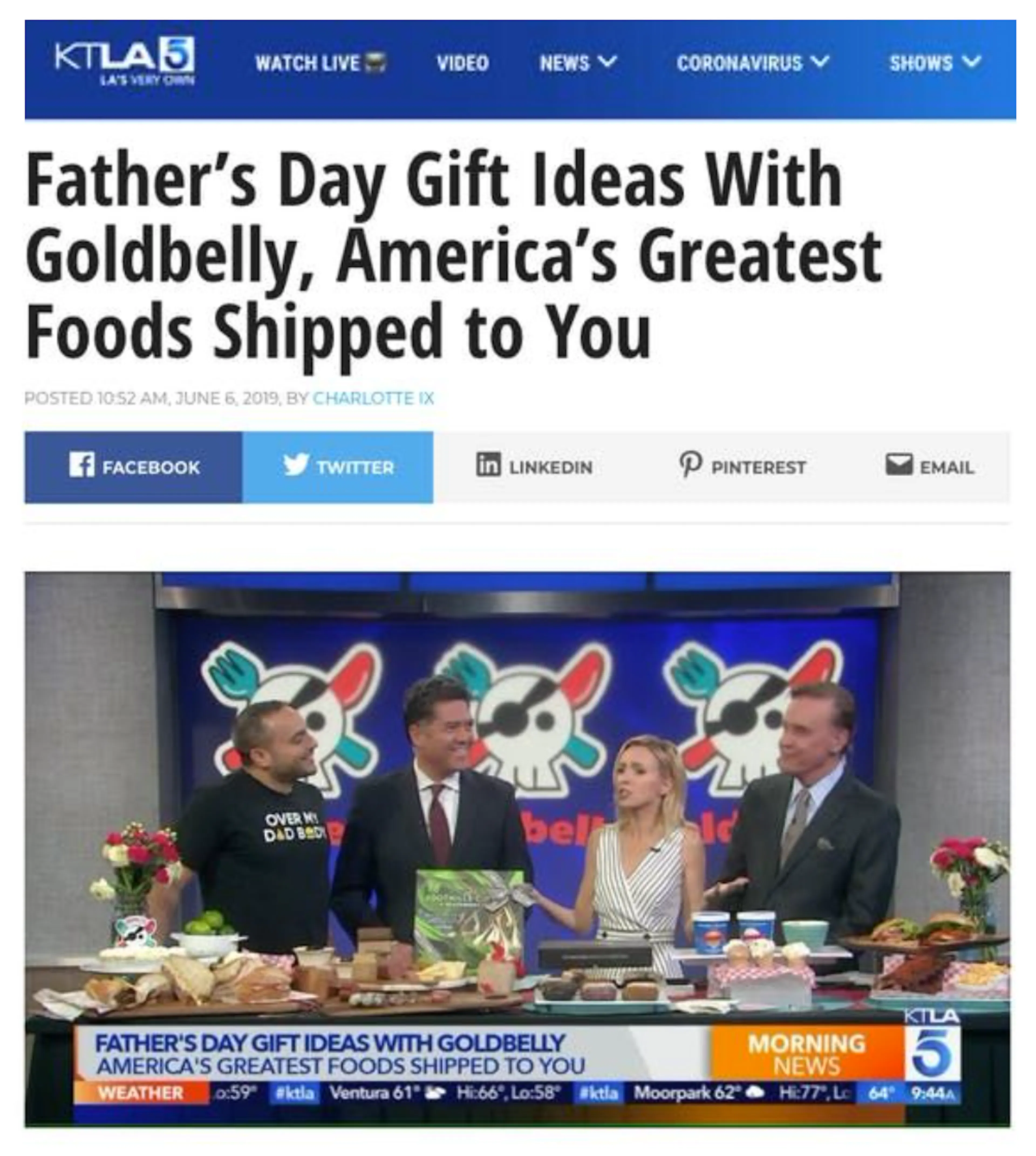 Goldbelly on KTLA article thumbnail