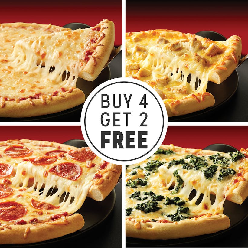 Buy 4 Pizzas, Get 2 Free