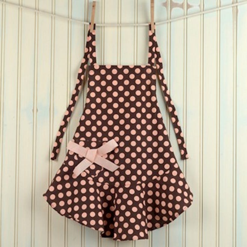 Brown & Pink Polka Dot Josephine Adult Apron