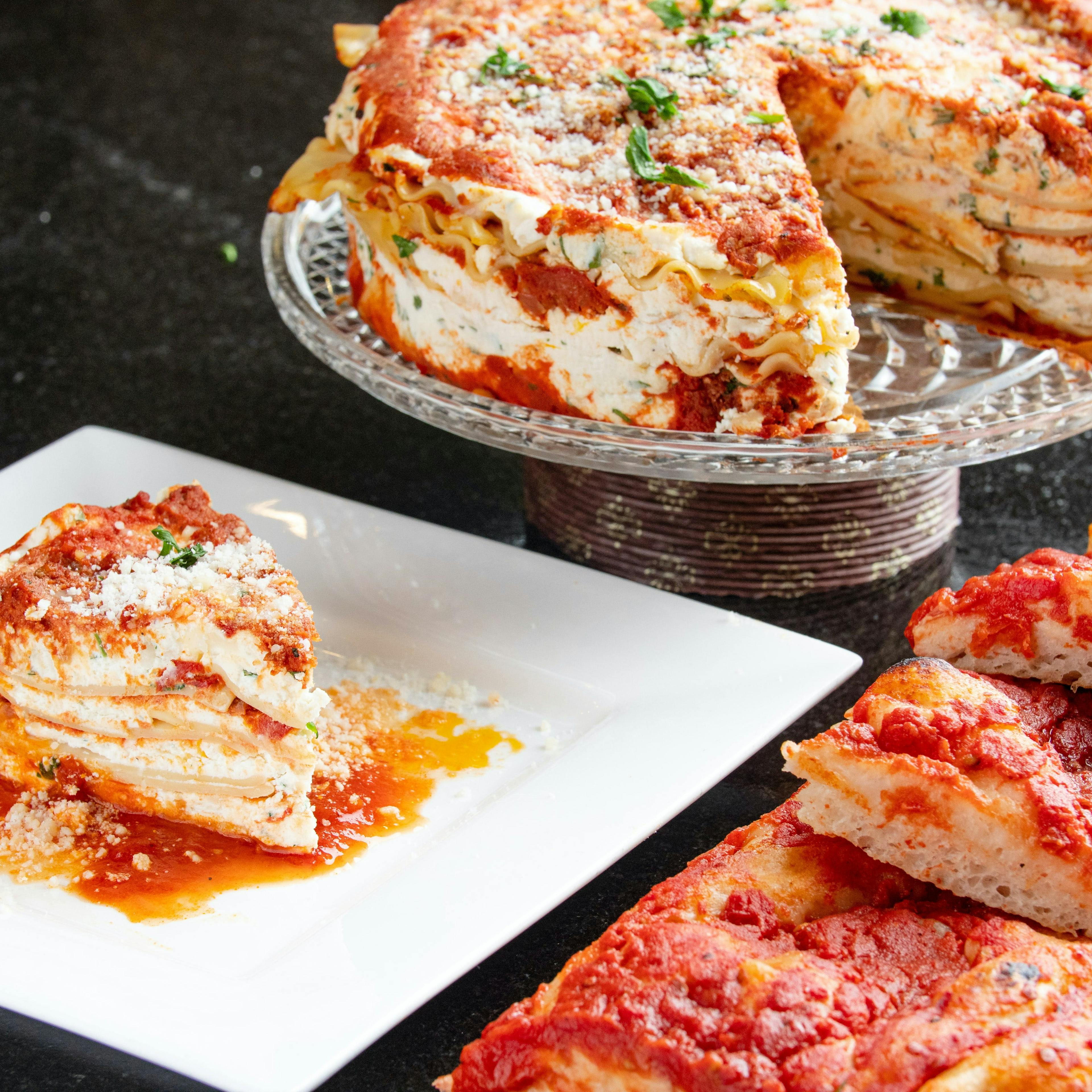 Homemade Lasagna + Focaccia by Ferrara Bakery