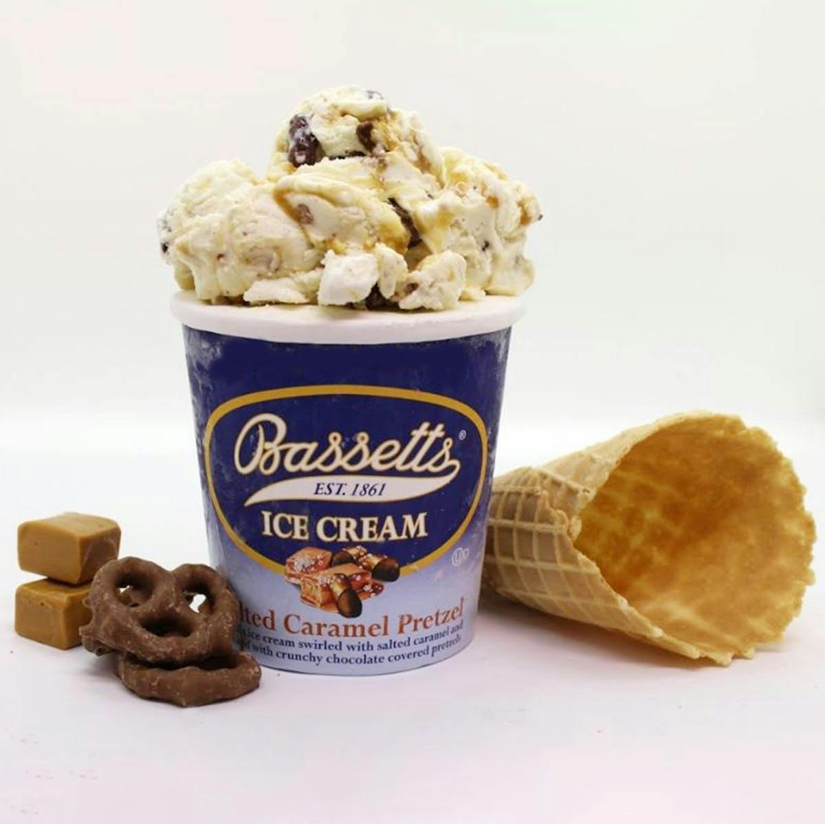 Salted Caramel Pretzel Ice Cream - 6 Pints by Bassetts Ice Cream - Alternate image 1