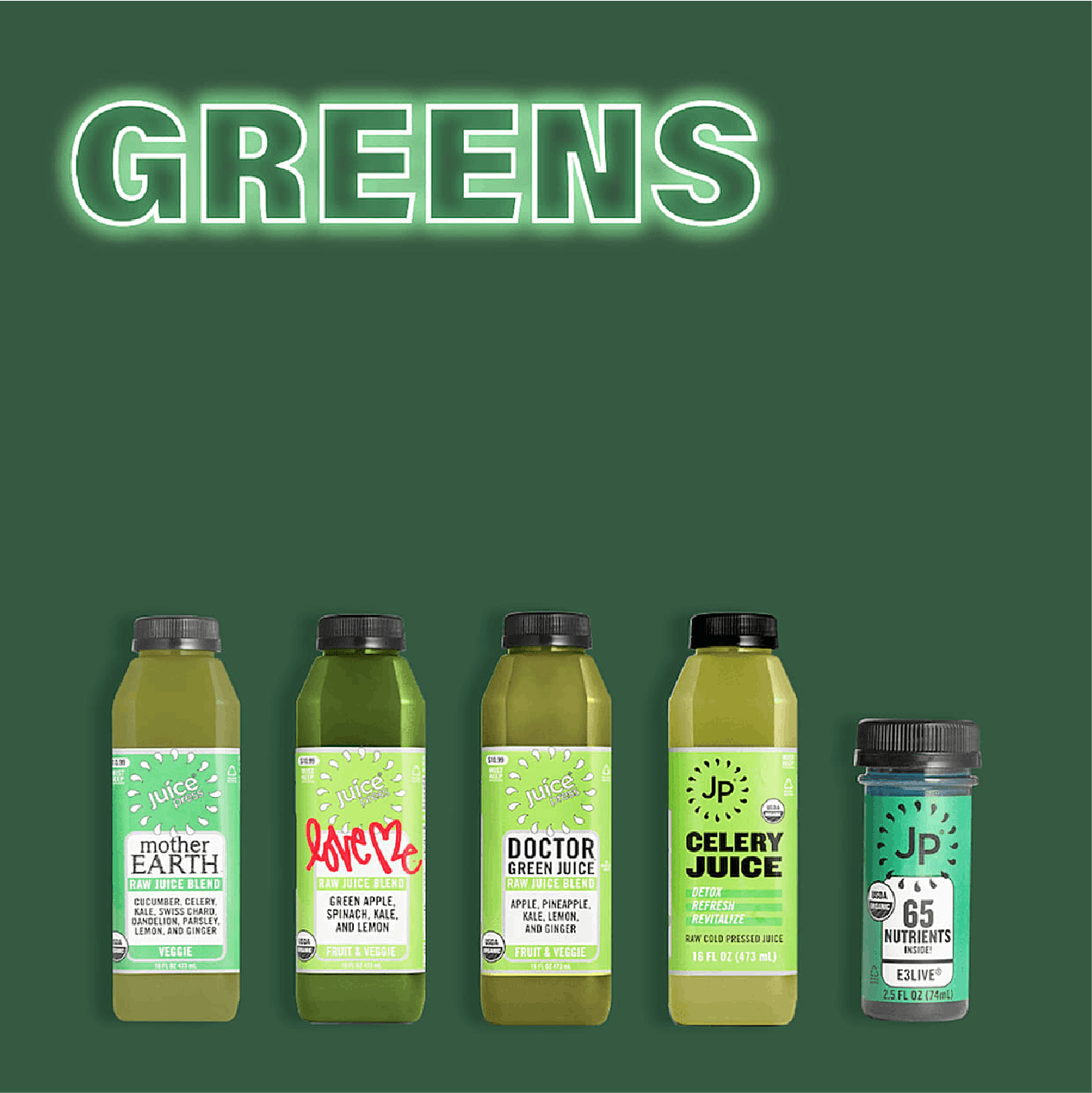 Greens Juice Bundle5 Pack by Juice Press Goldbelly