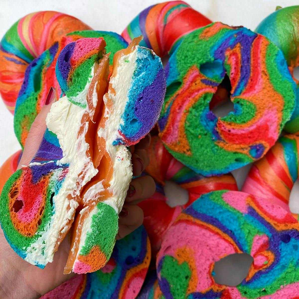 Dozen Rainbow Bagels by Baz Bagel Goldbelly