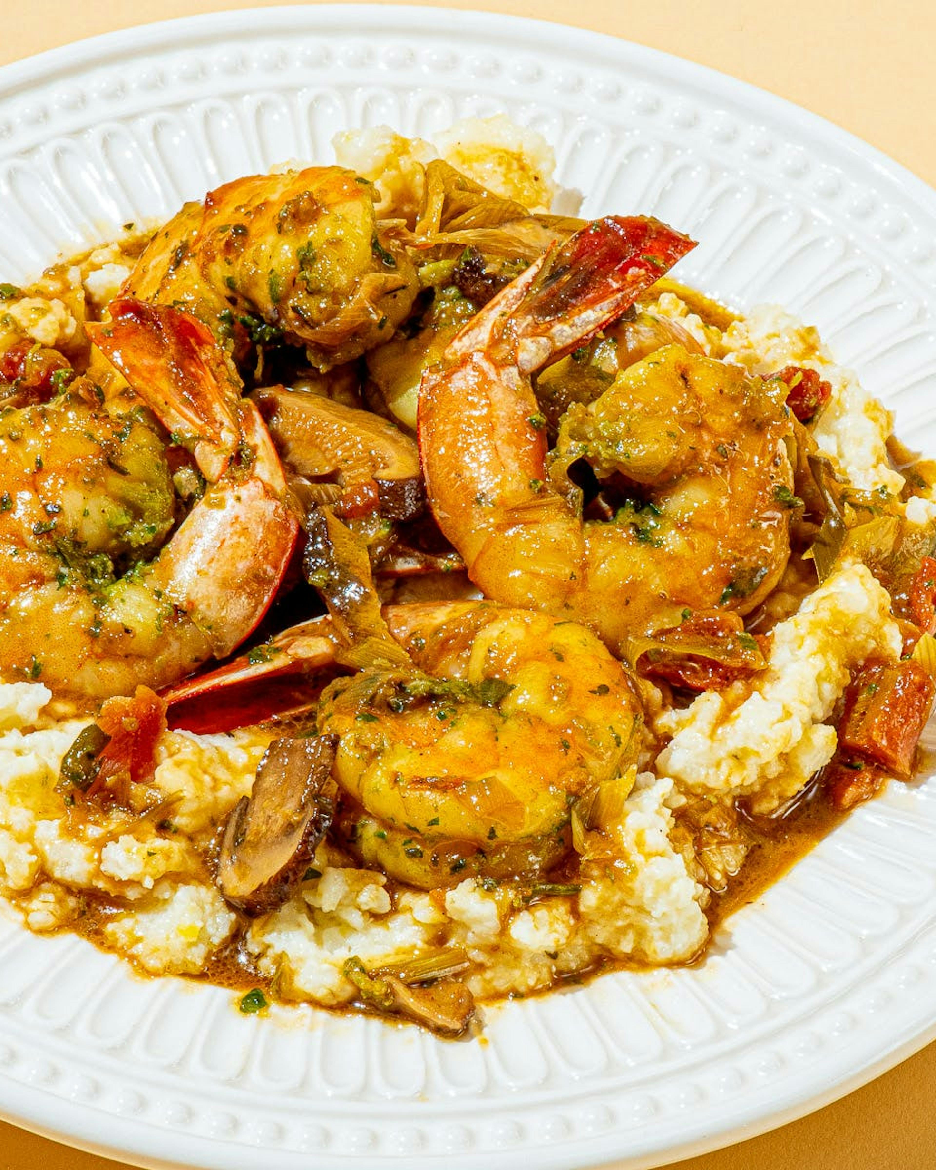 Wild Shrimp & Cognac with Creole Cream Cheese Grits
