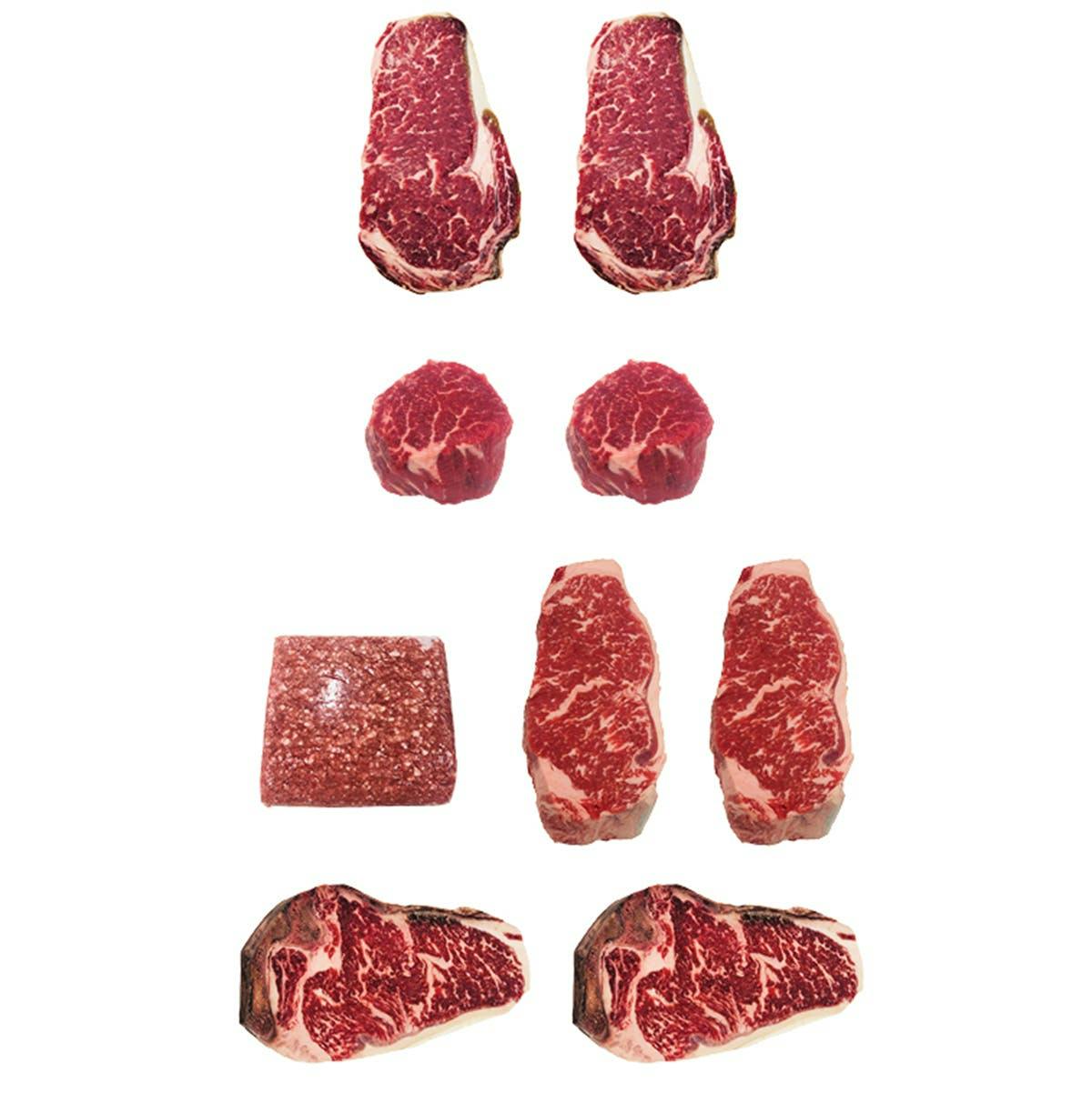 STK Connoiseur - 4 Strip Steaks, 2 Filets, 2 Ribeyes, + Ground Wagyu by STK Steakhouse