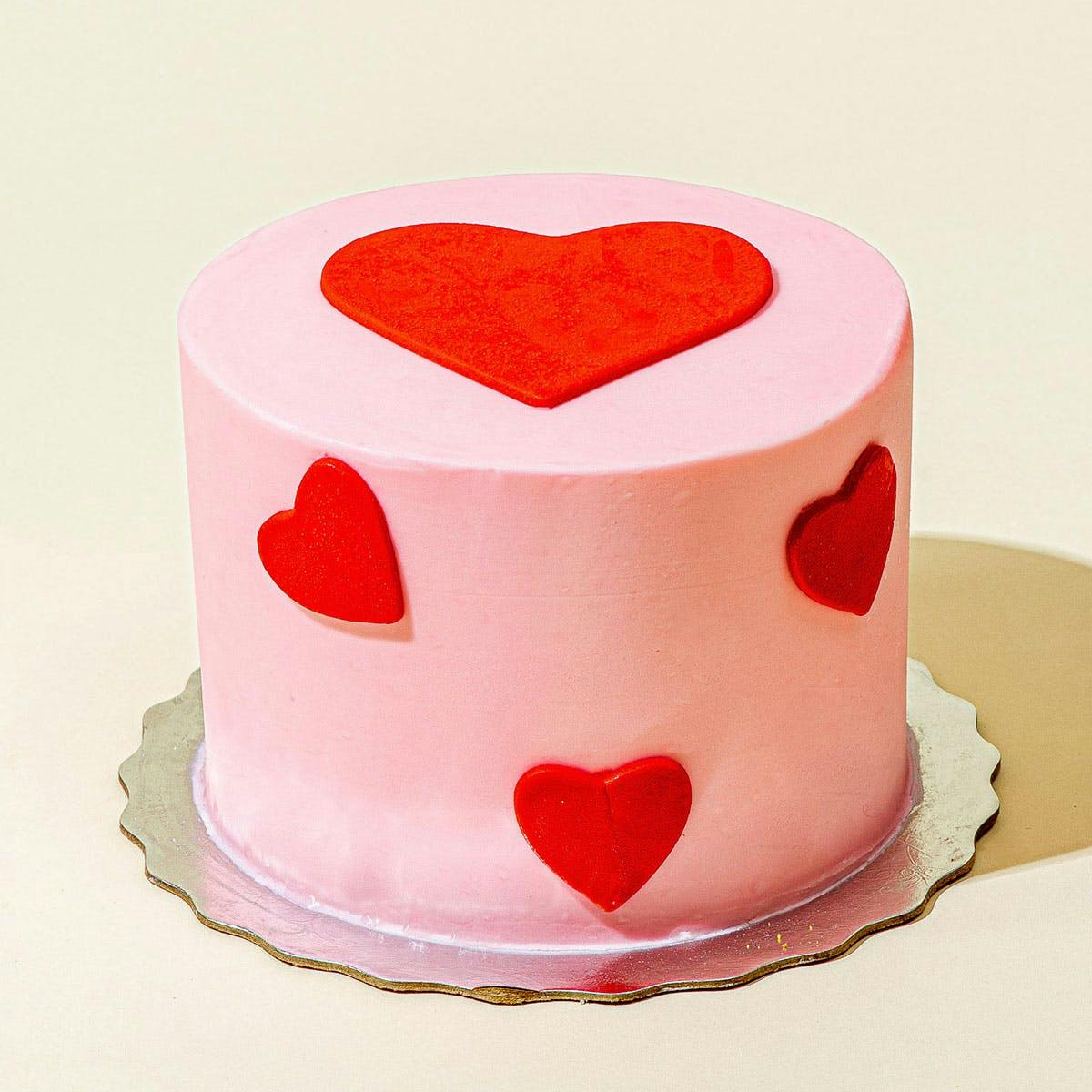 Luscious Red & White Heart Shape Red Velvet Cake