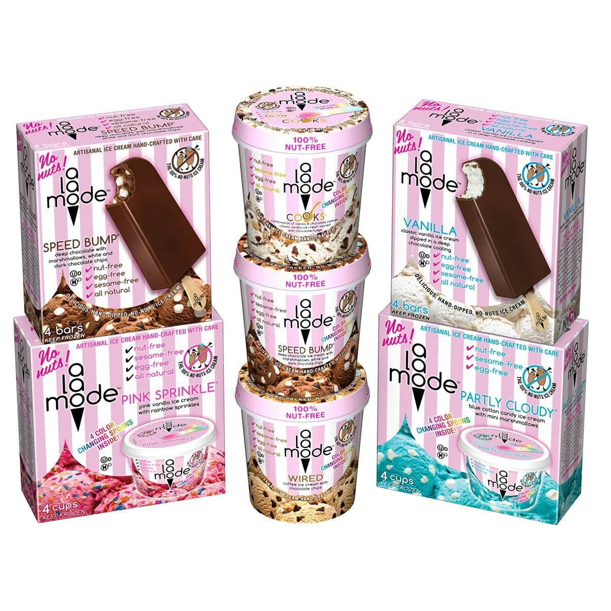 Family Favorites Ice Cream - 3 Pints + 8 Cups + 8 Bars by A La Mode Ice Cream