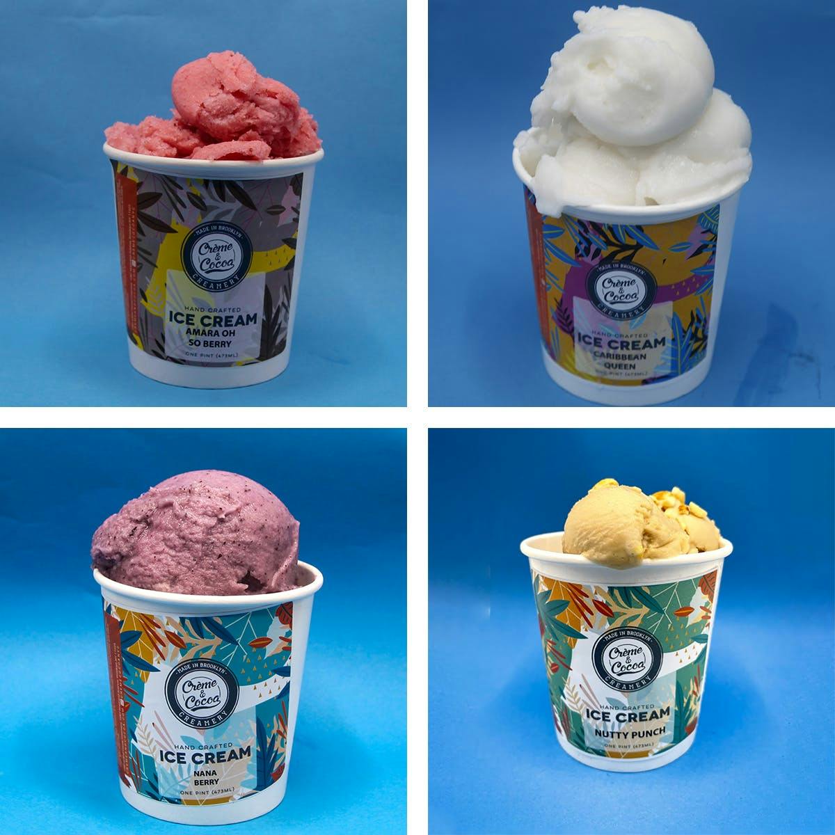 Vegan Ice Cream Collection - 4 Pints by Creme and Cocoa Creamery