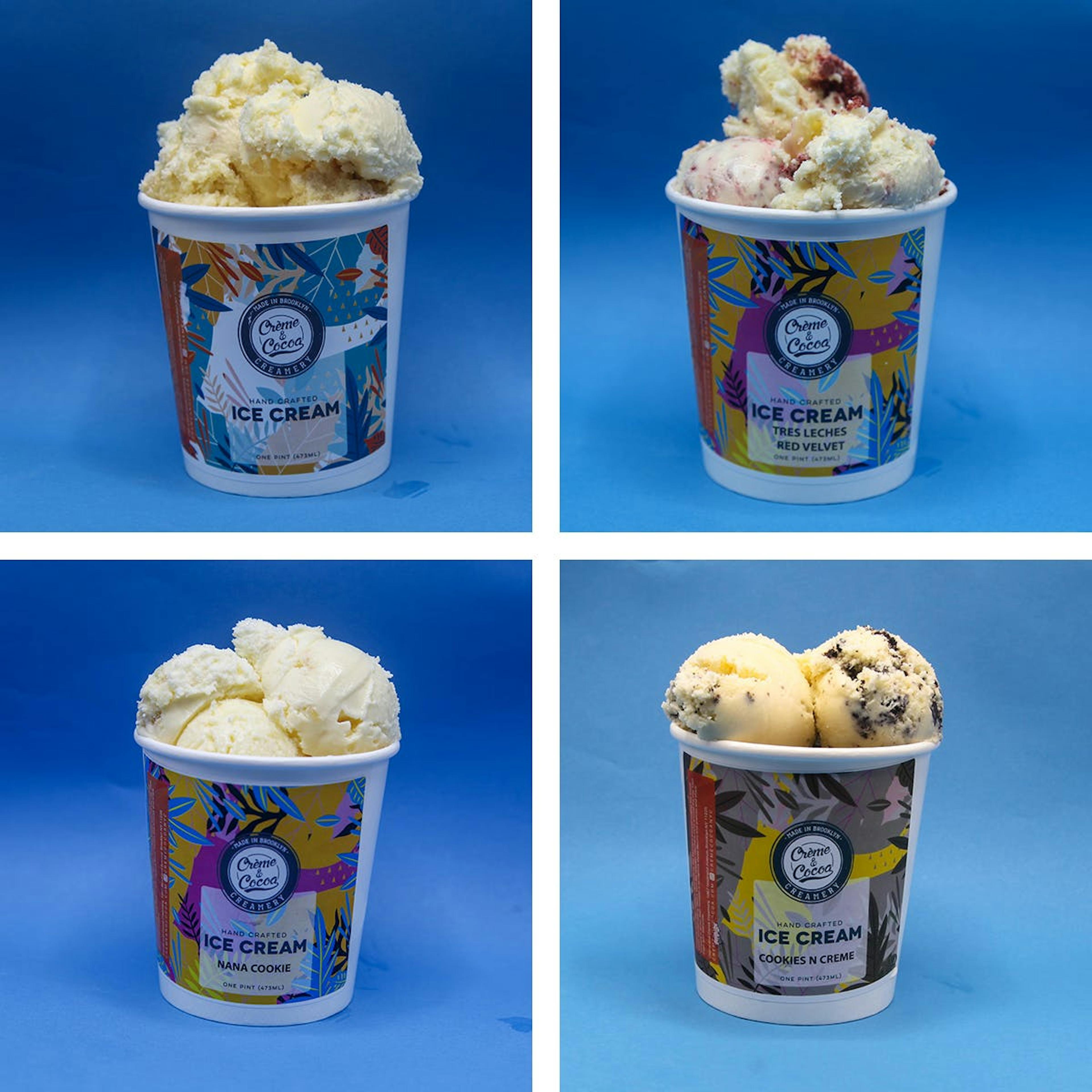Cookie & Cake Ice Cream Collection - 4 Pints by Creme and Cocoa Creamery
