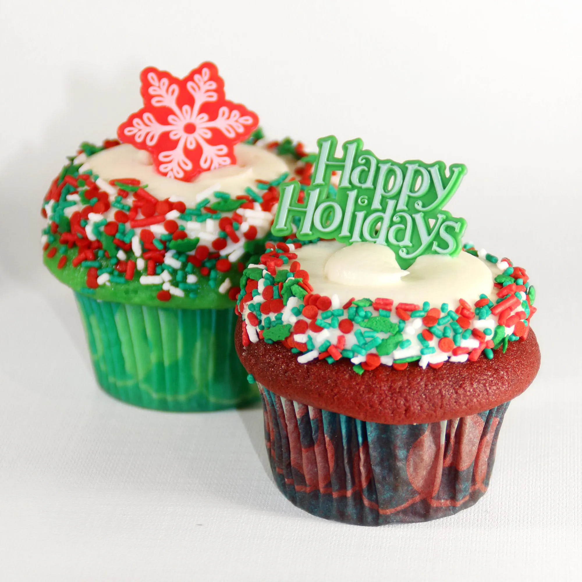 Red & Green Velvet Holiday Cupcakes - 12 Pack by Carousel Cakes - Alternate image 1