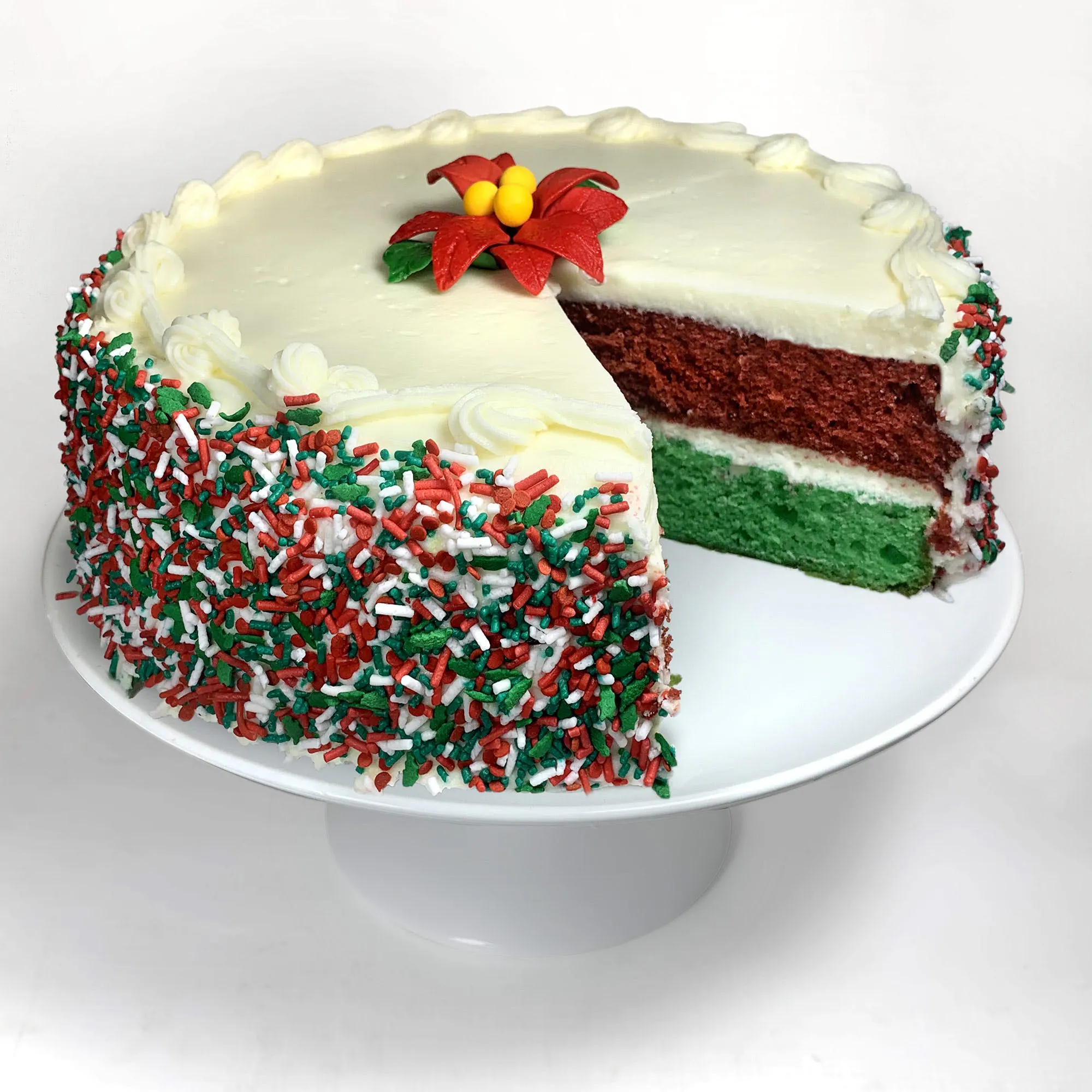 Holiday Green & Red Velvet Layer Cake by Carousel Cakes