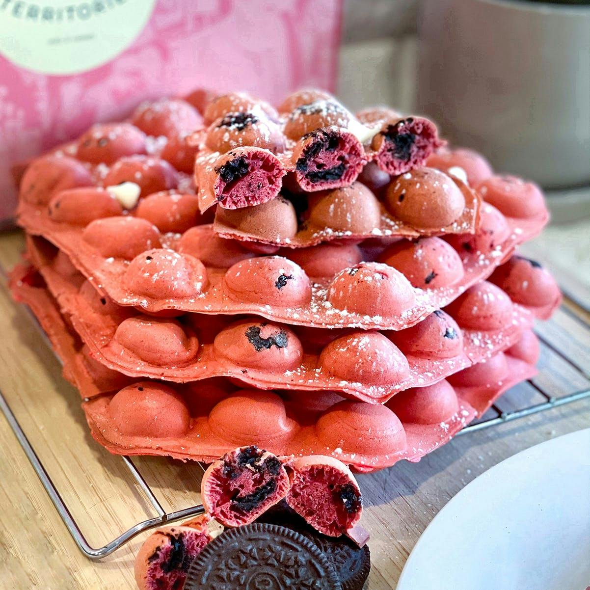 Valentine's Day Red Velvet Oreo Bubble Waffles - 8 Pack by New Territories - Alternate image 1