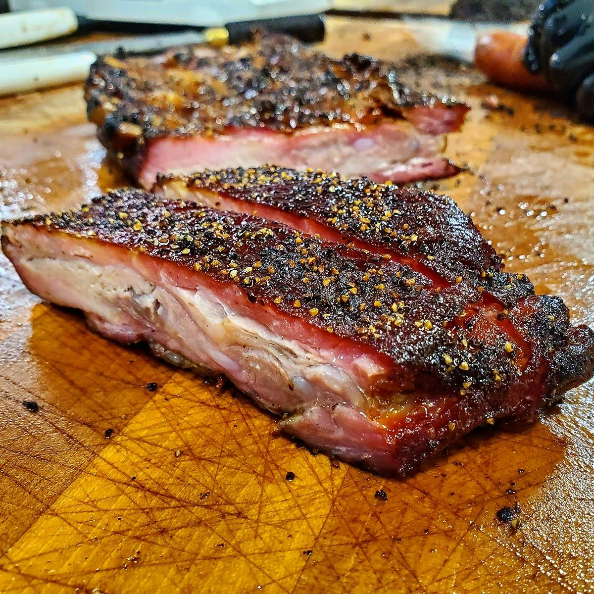 St. Louis style spare ribs. Newest Meat Church Seasoning Texas Sugar 