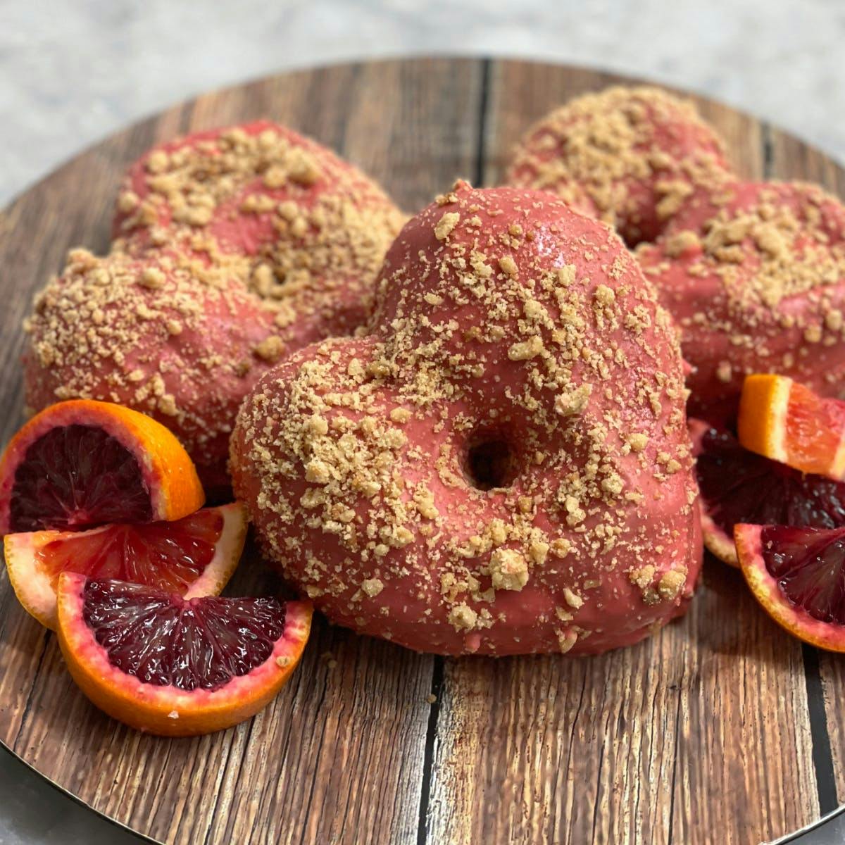 Valentine's Day Blood Orange Doughnuts 6 Pack by Dough Doughnuts