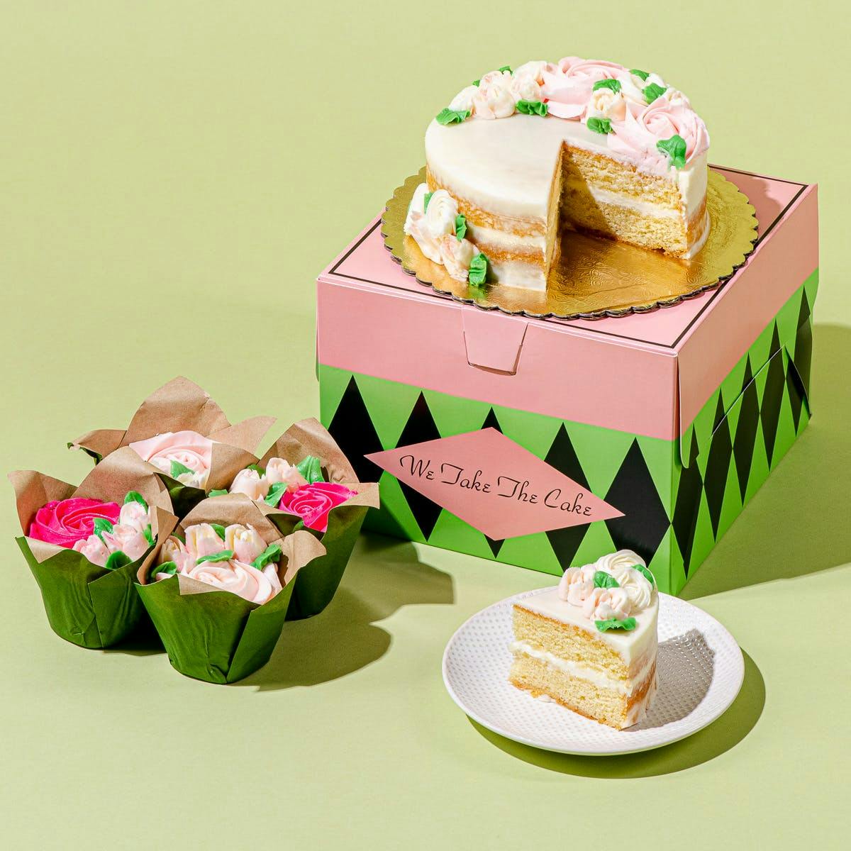 Mother�s Day Bouquet Layer Cake + Cupcakes Set by We Take