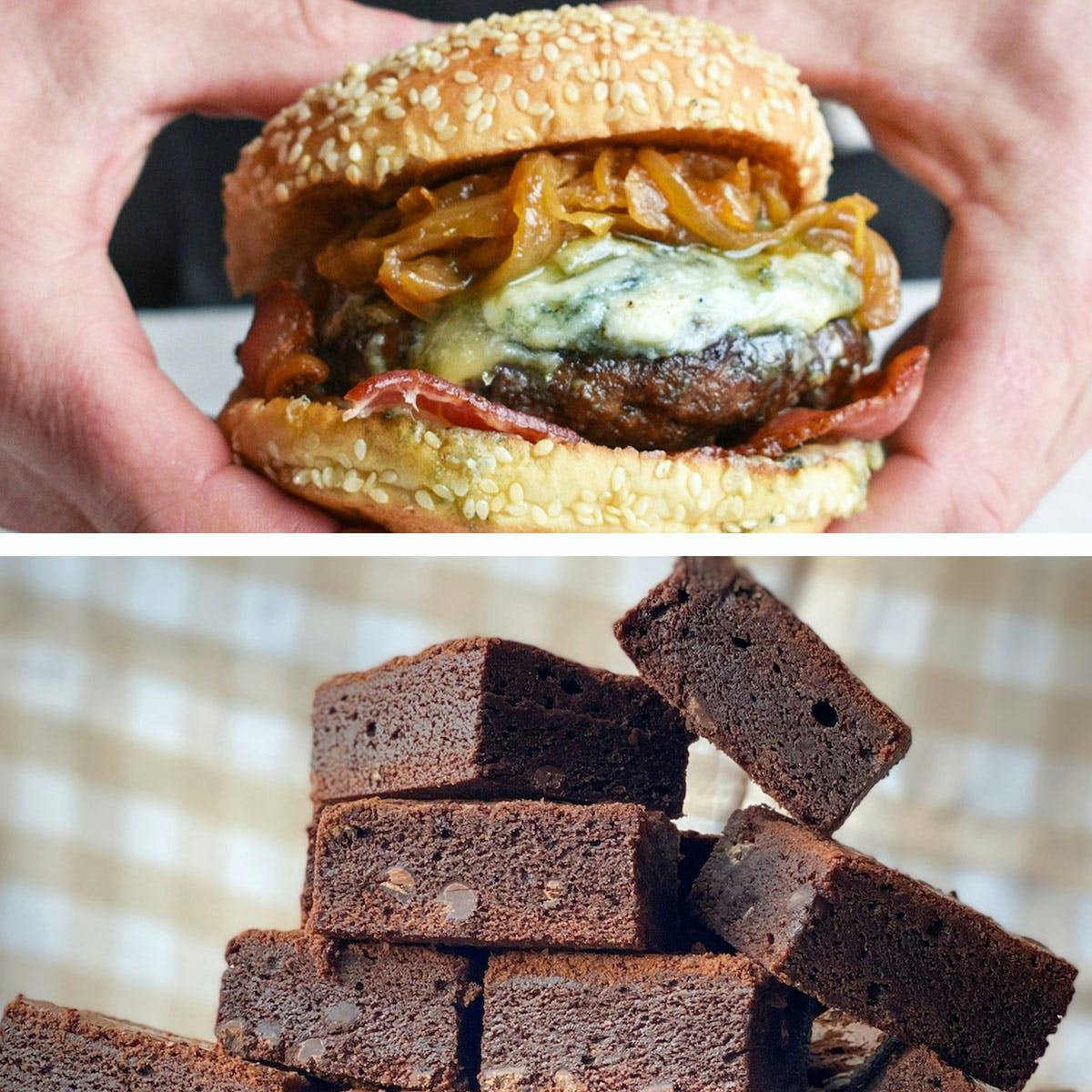 The Hamilton’s Bacon Bleu Cheese Burger Kit + Brownies for 4 by The