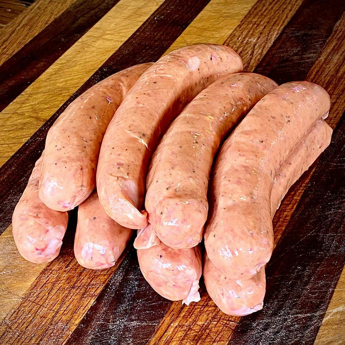 Garlic Pepper Jack Sausage 8 Pack by Derek Allan's Texas Barbecue