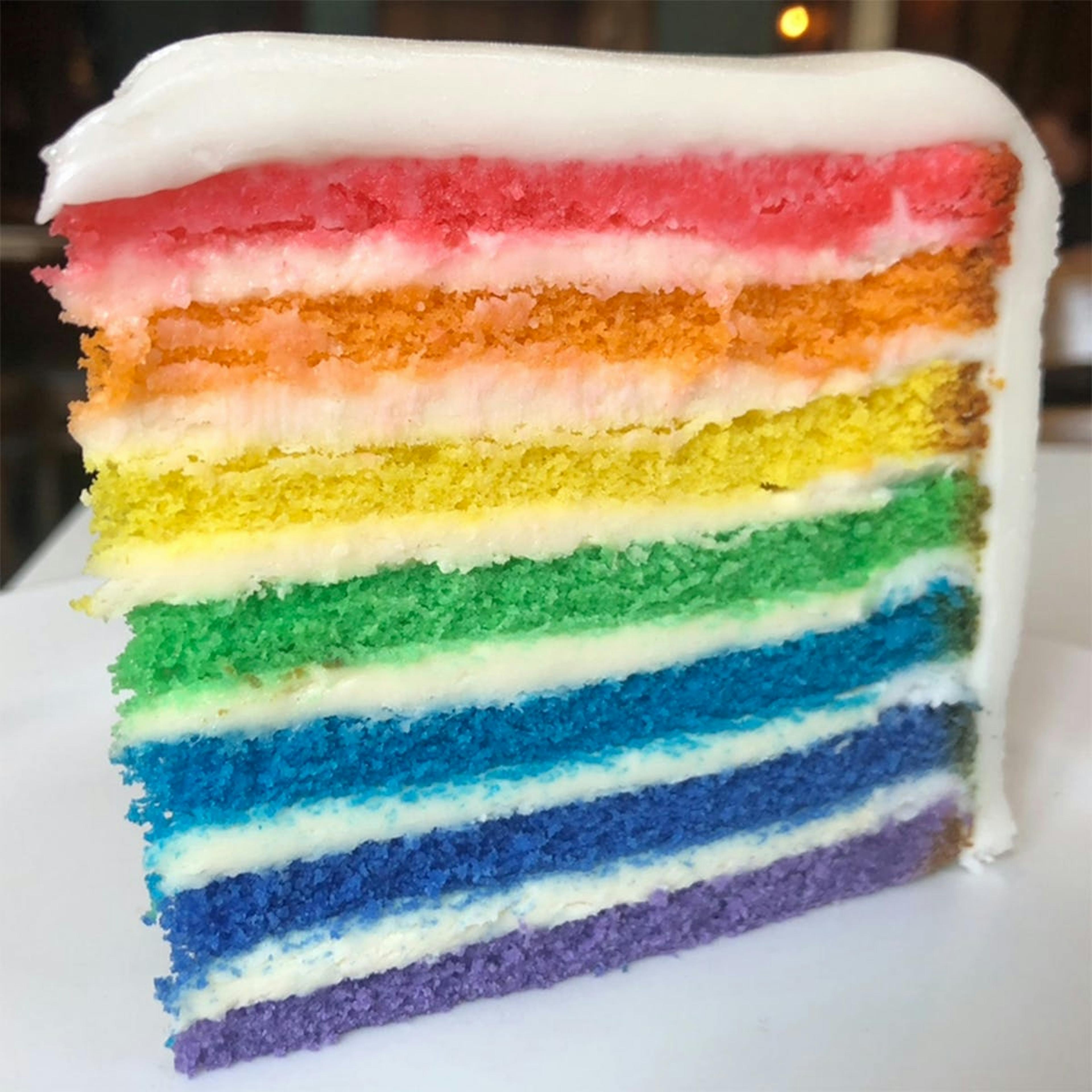 Rainbow Surprise Wedding Doberge Cake by Debbie Does Doberge