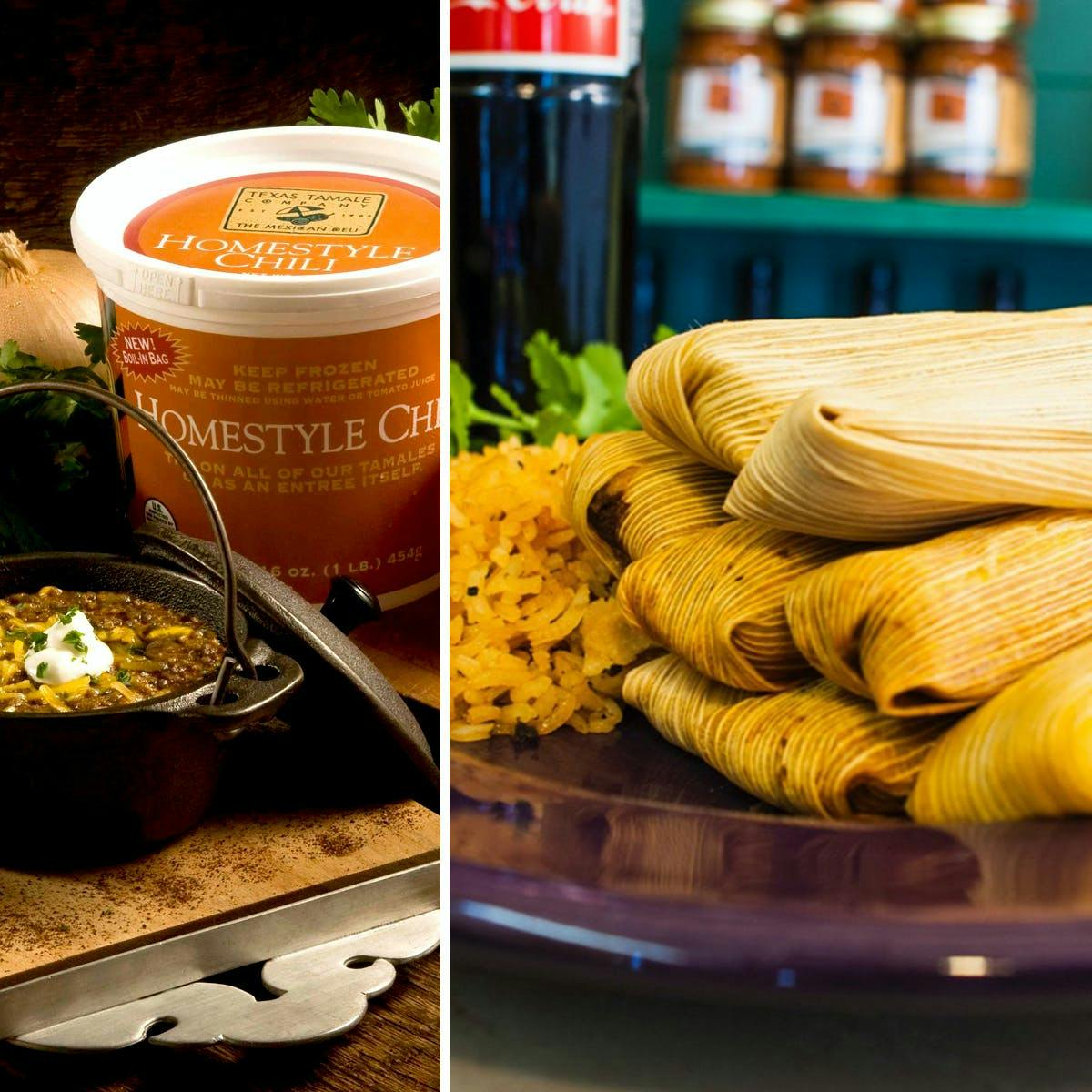 The Meal Deal: Tamales + Chili + Rice for 12 by Texas Tamale Company