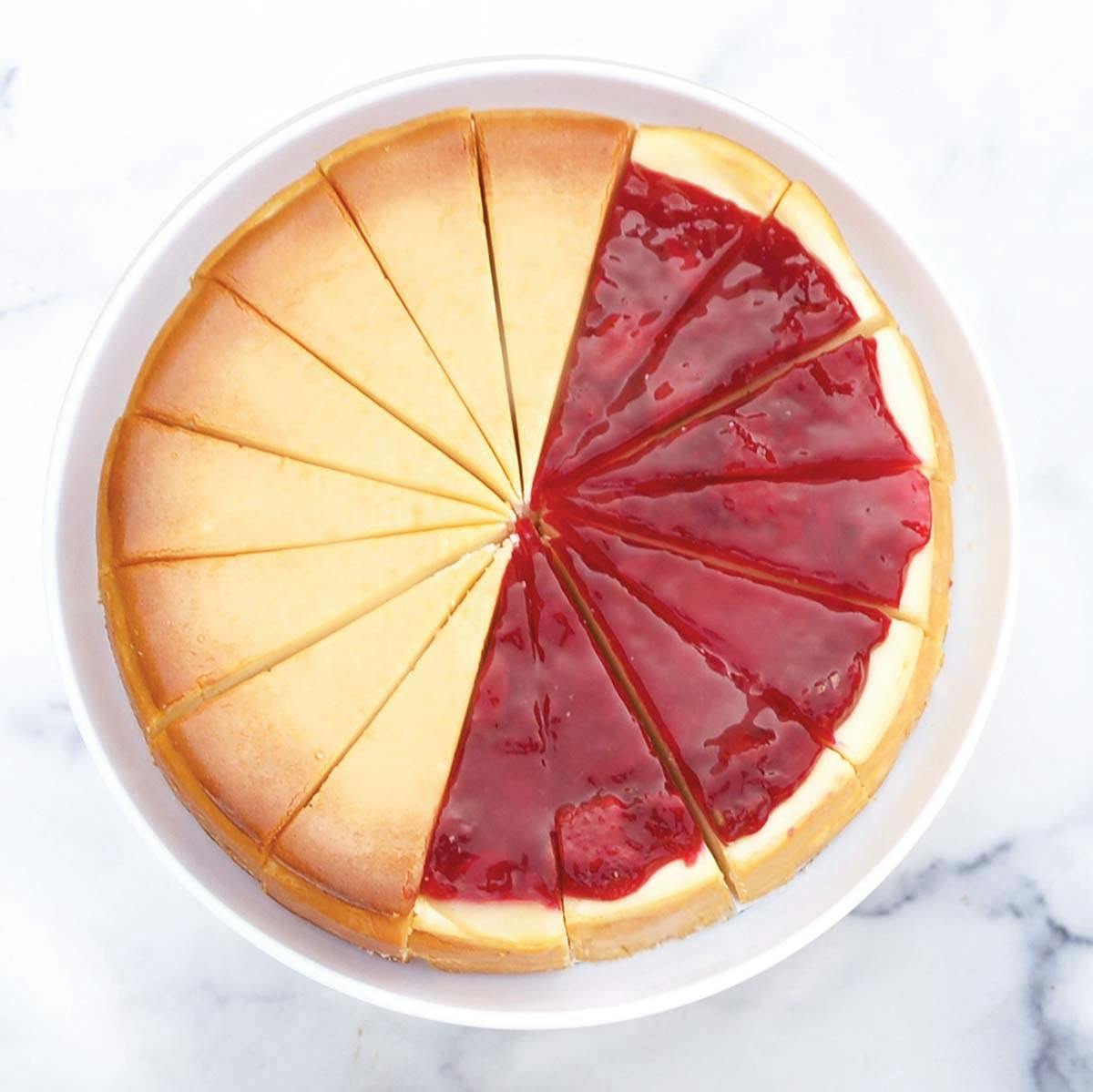 Original Plain + Strawberry Half & Half Cheesecake by Eli's Cheesecake