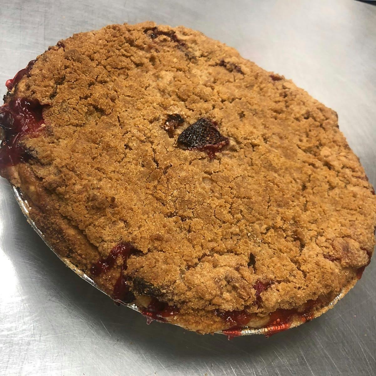 Strawberry Rhubarb Crumb Pie by Michele's Pies