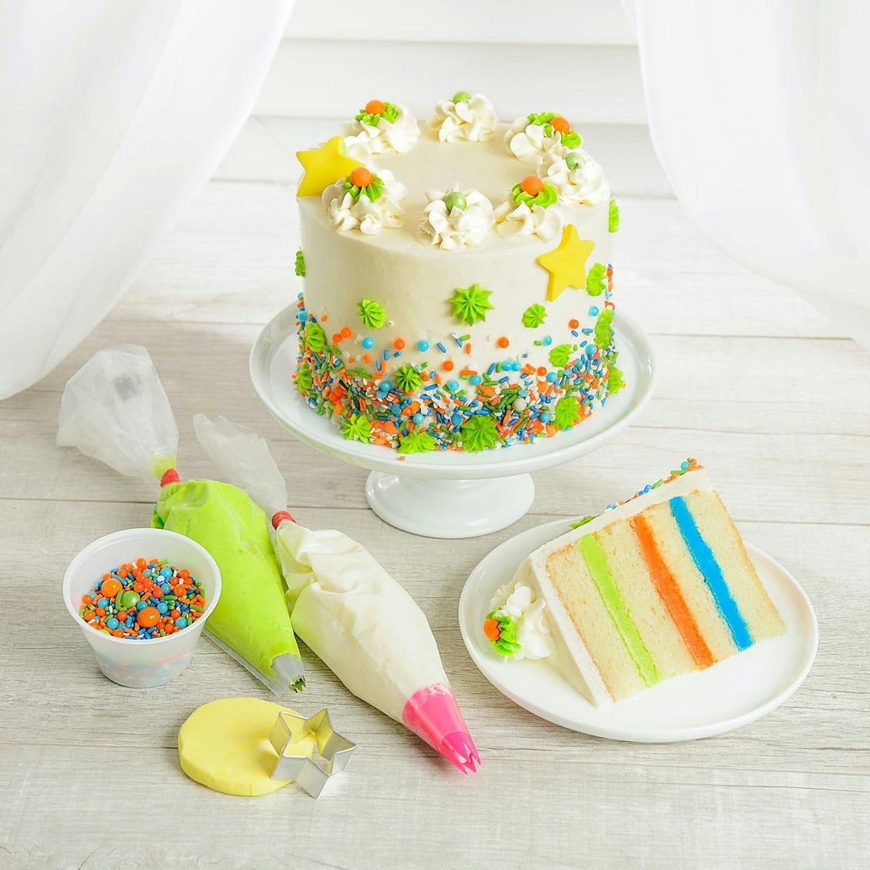 Bright Wood Craft Cake Decoration Kit-Happy Birthday Candles, Happy Birthday  Banner, Confetti Balloon, Stars Cake