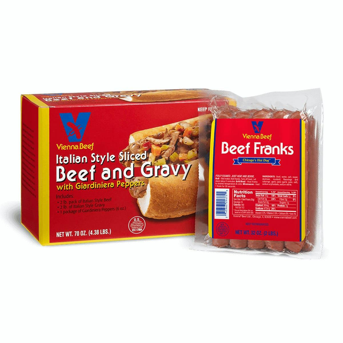 Vienna Beef Hot Dog Kit & Italian Beef Kit Combo