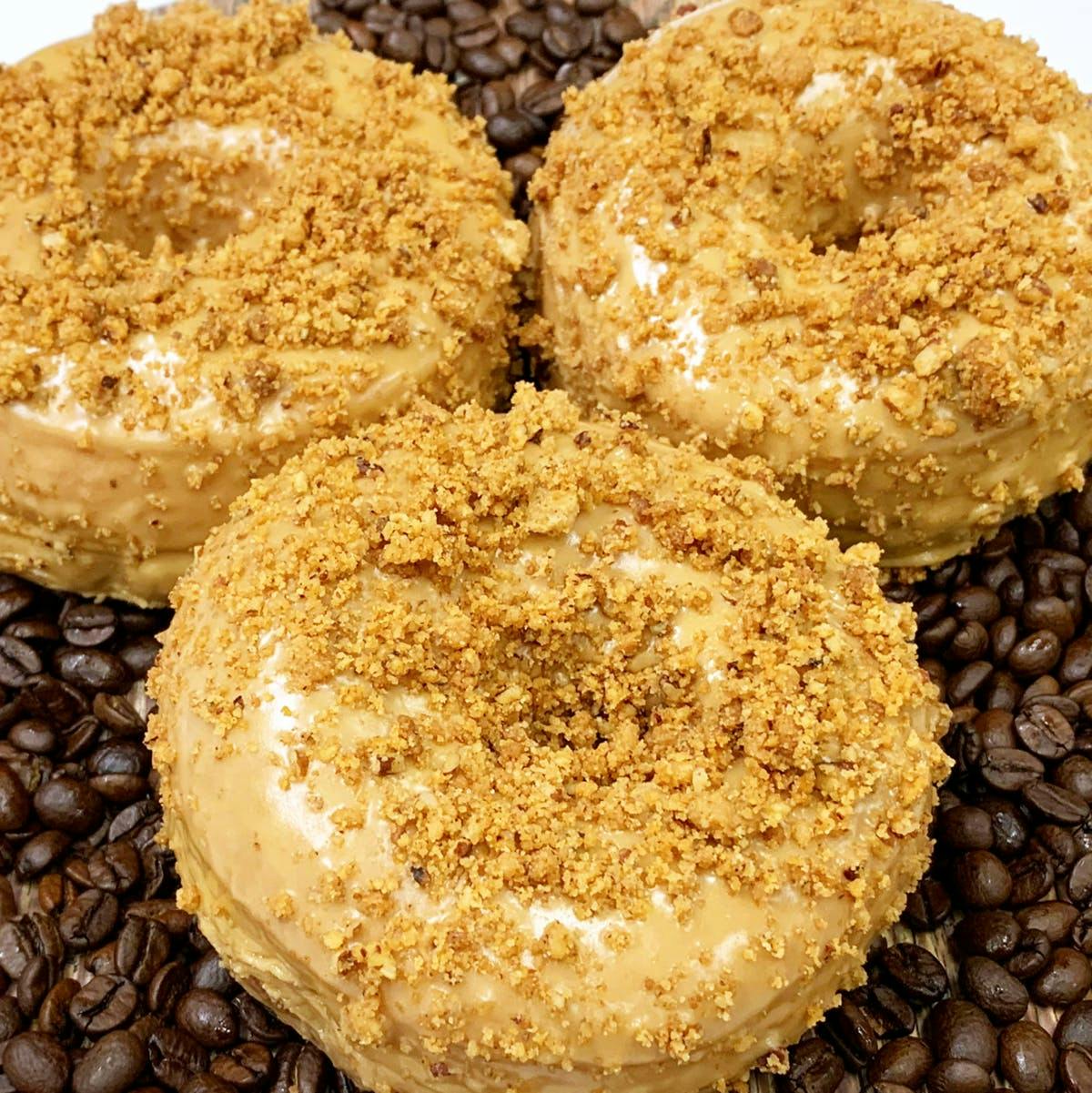 Cafe au Lait Doughnuts with Pecan Streusel - 6 Pack by Dough Doughnuts