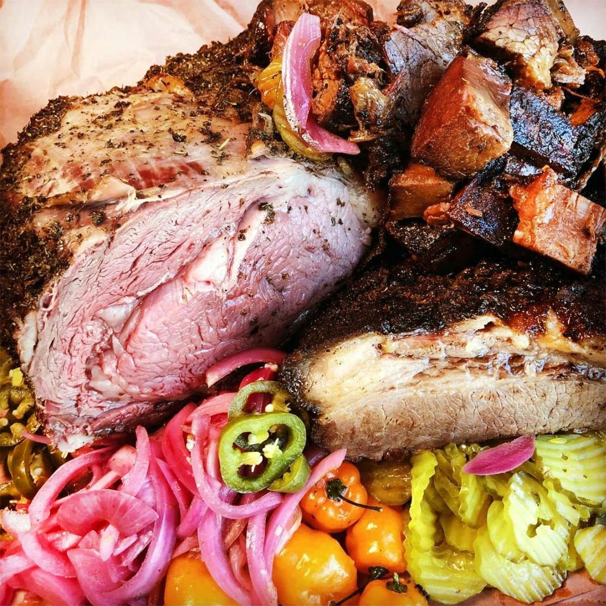 Texas BBQ Sampler - Brisket, Prime Rib & Burnt Ends by Lockhart Smokehouse