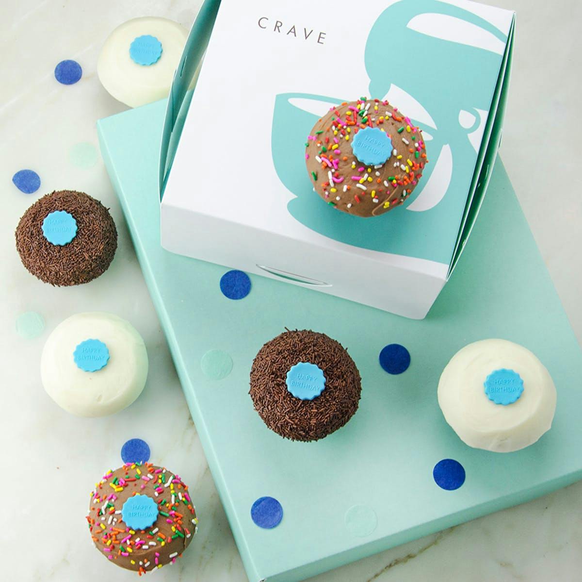 Blue Happy Birthday Cupcake Dozen by Crave Cupcakes - Alternate image 1