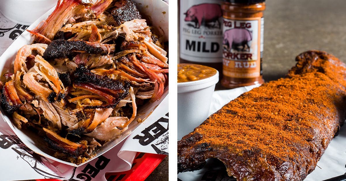 Dry-Rub Ribs Pulled Pork Dinner by Peg Leg Porker Goldbelly