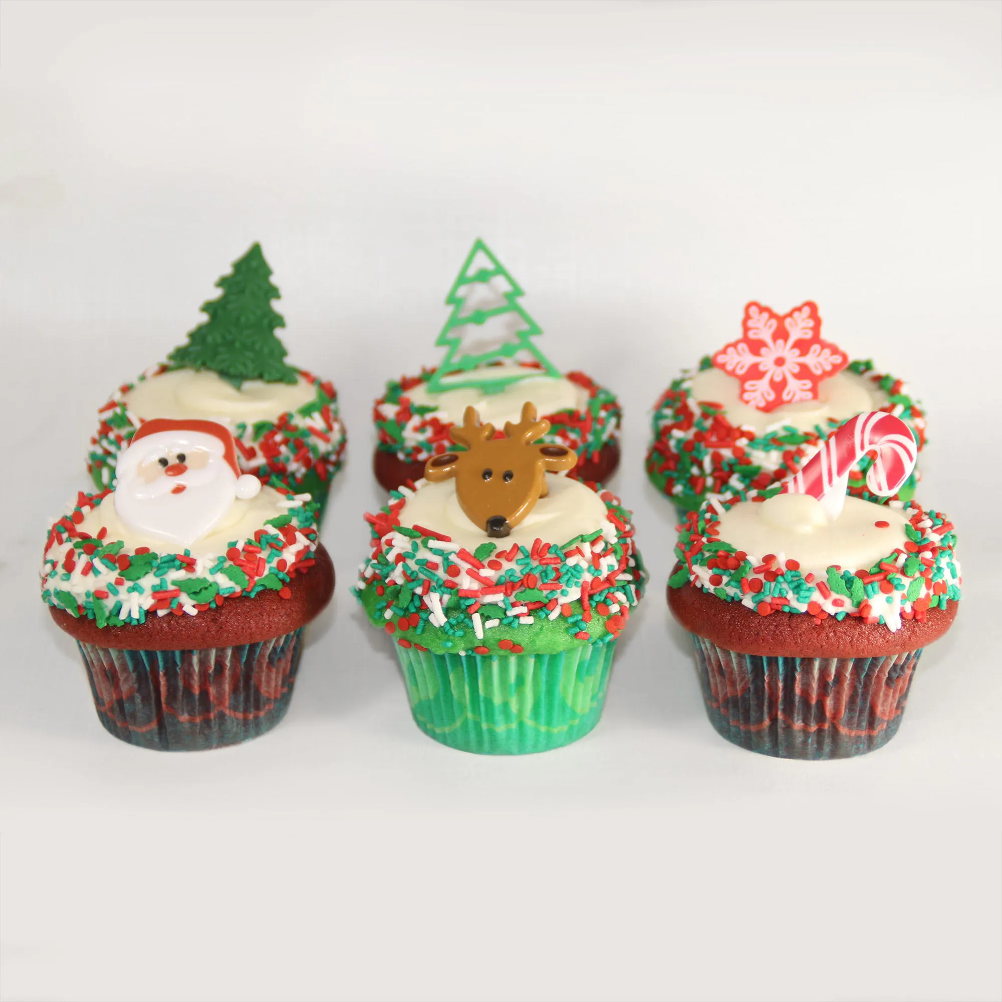 Red & Green Velvet Holiday Cupcakes - 12 Pack by Carousel Cakes