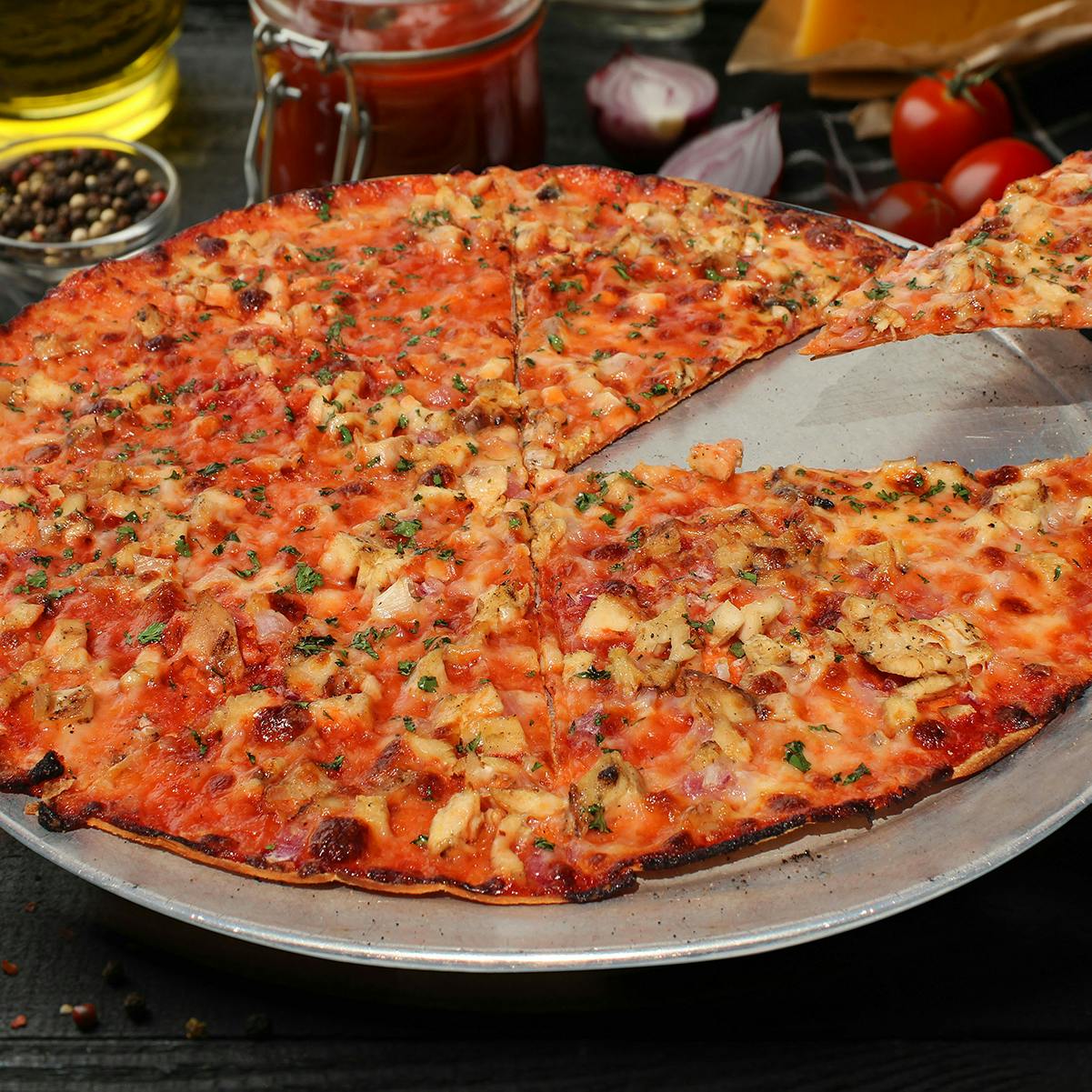 BBQ Chicken Thin Crust Pizza - 4 Pack by The Columbia Inn - Alternate image 1