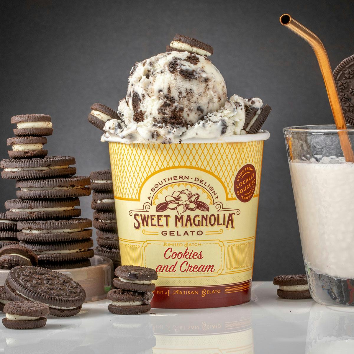 Cookies and Cream Gelato 4 Pints by Sweet Magnolia Gelato Goldbelly