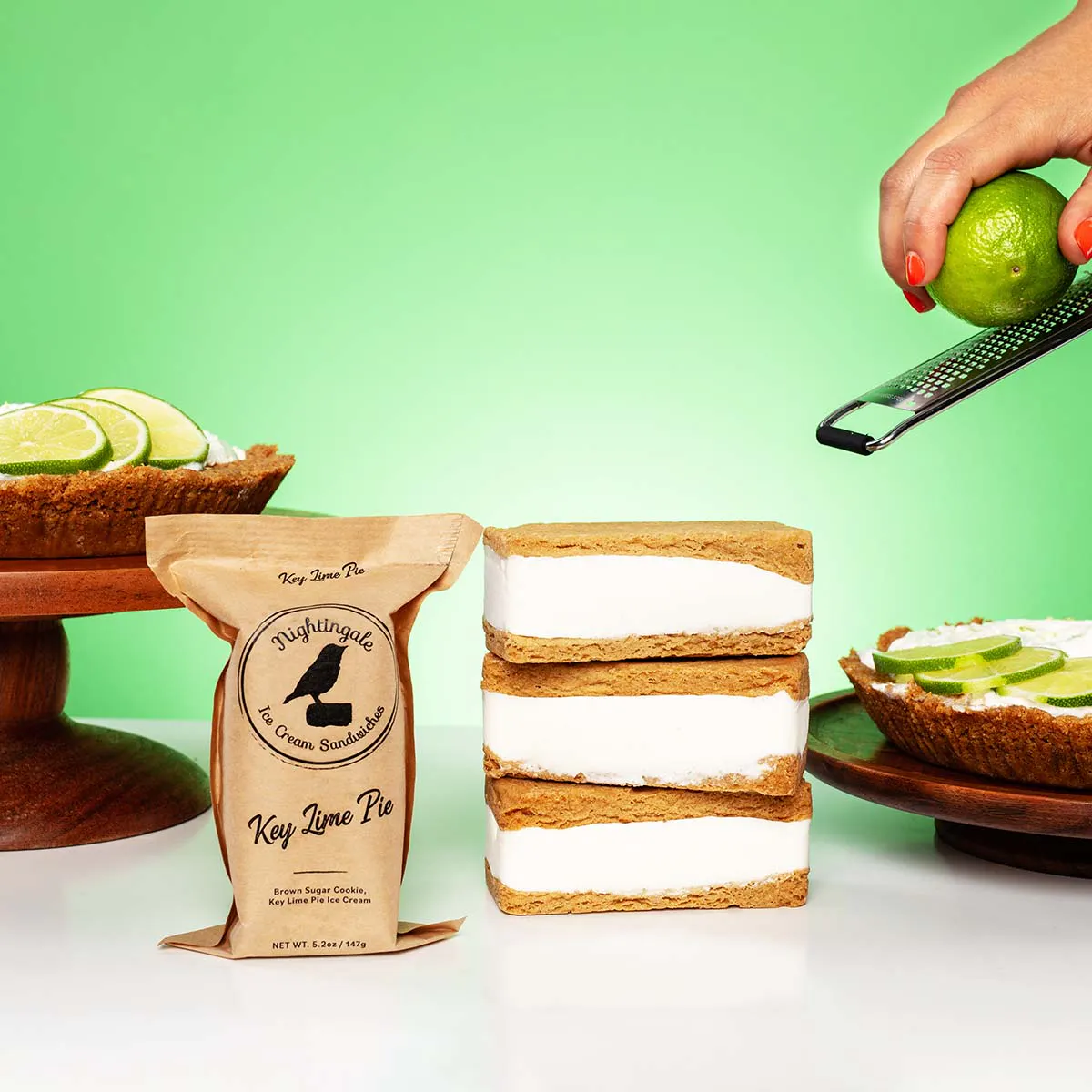 Key Lime Ice Cream Sandwich 8 Pack By Nightingale Ice Cream 