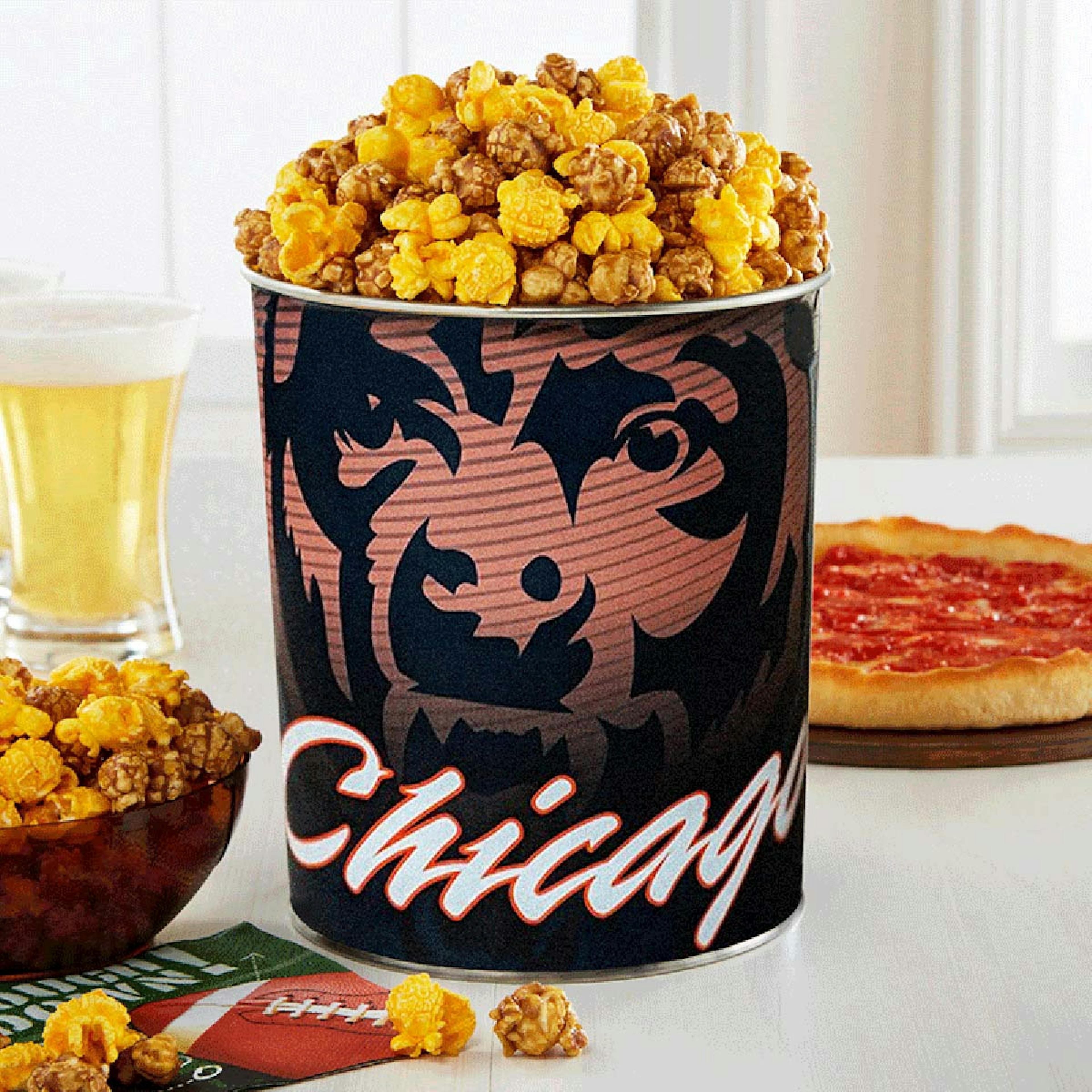 2 Lou Malnati's Deep Dish Pizzas + Garrett Popcorn Chicago Bears Classic Tin by Lou Malnati's Pizza