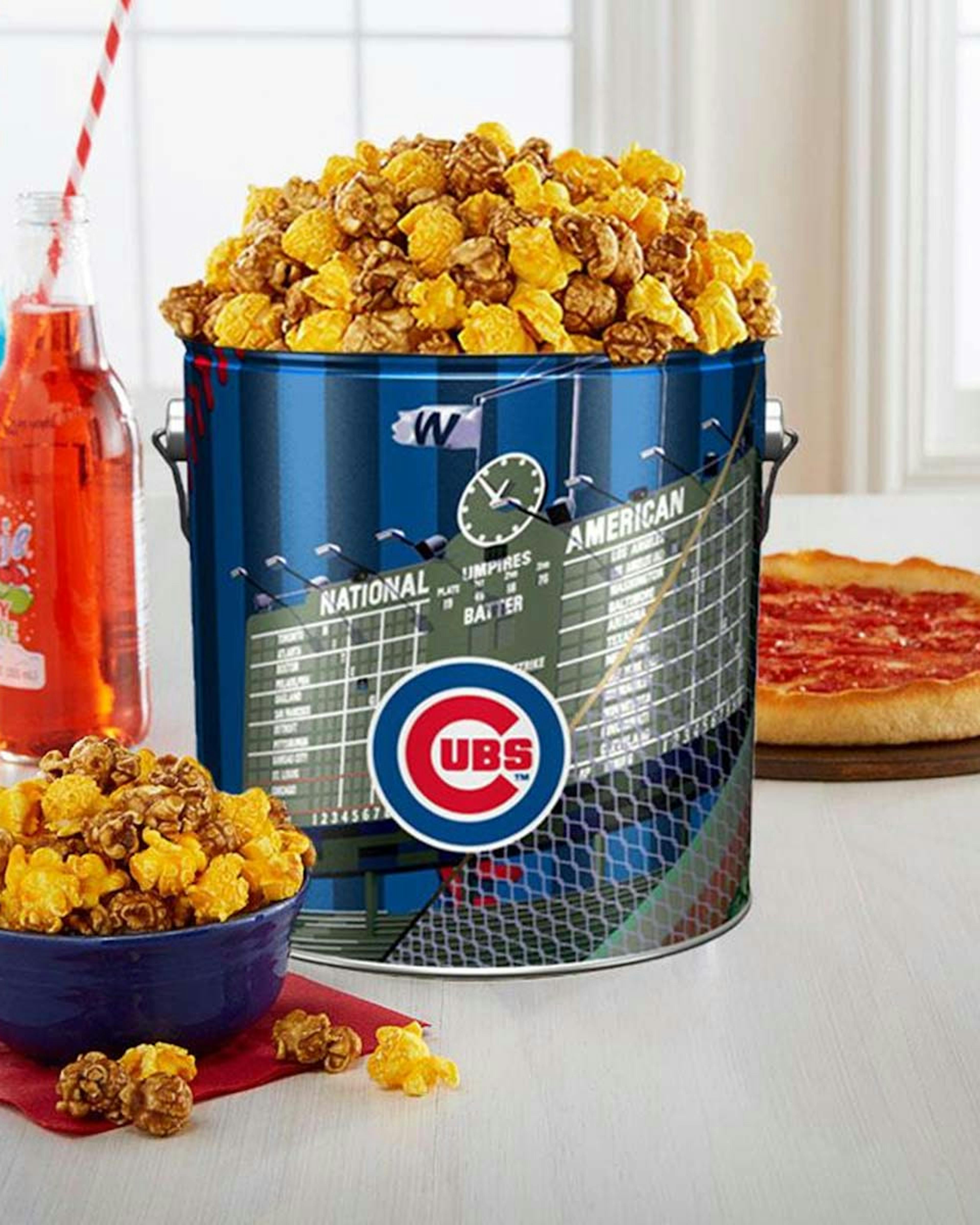 2 Lou Malnati's Deep Dish Pizzas + Garrett Popcorn Chicago Cubs Classic Tin