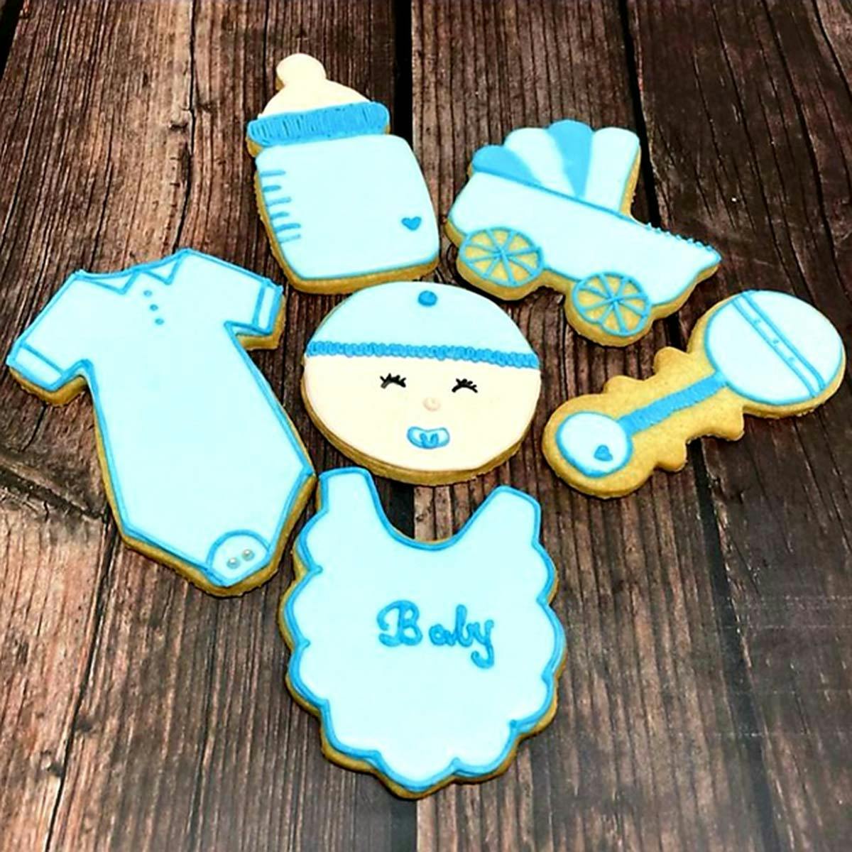 Iced Baby Boy Sugar Cookie Gift Set - 12 Pack by Elegant Desserts - Alternate image 1