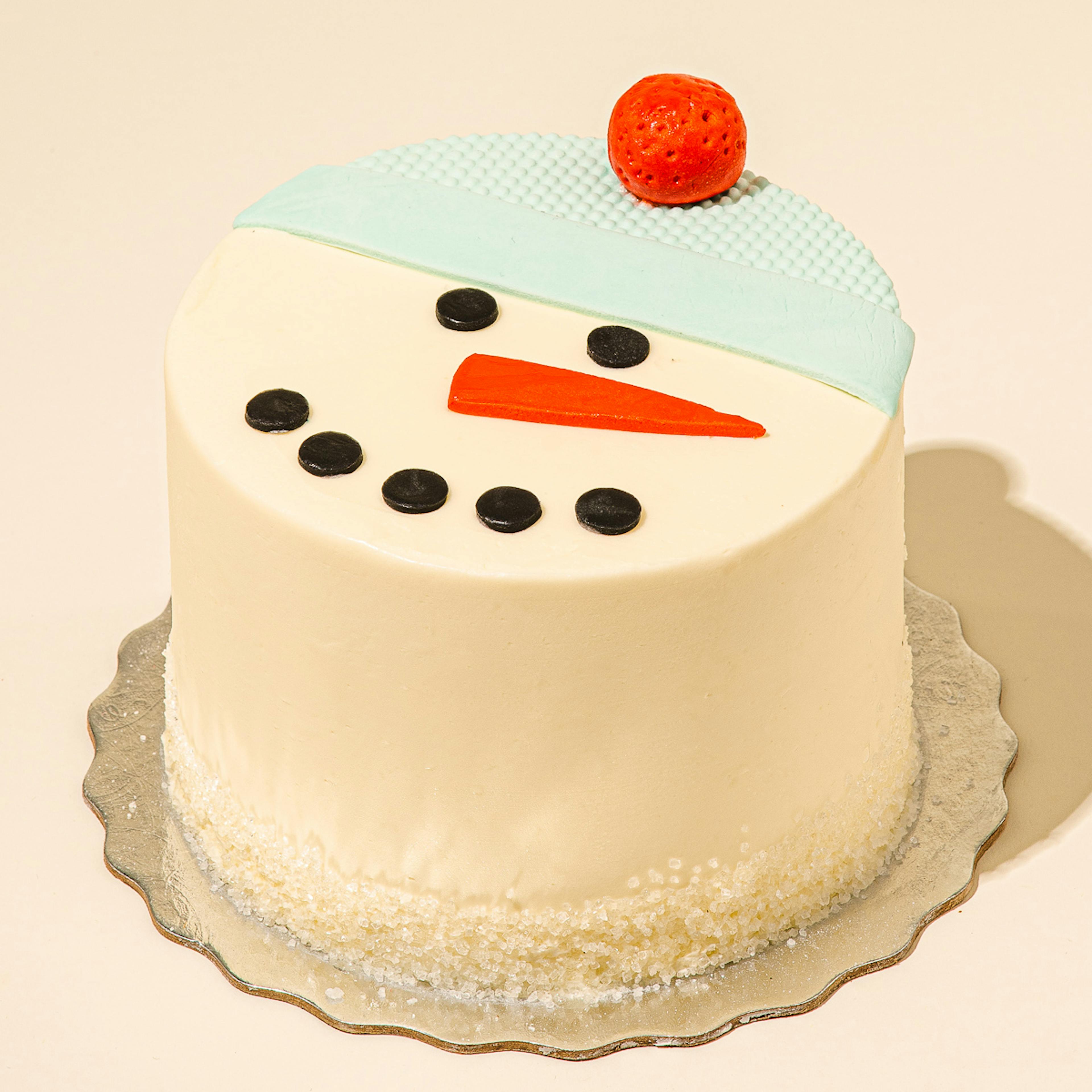 Chocolate Peppermint Snowman Cake by Duff Goldman