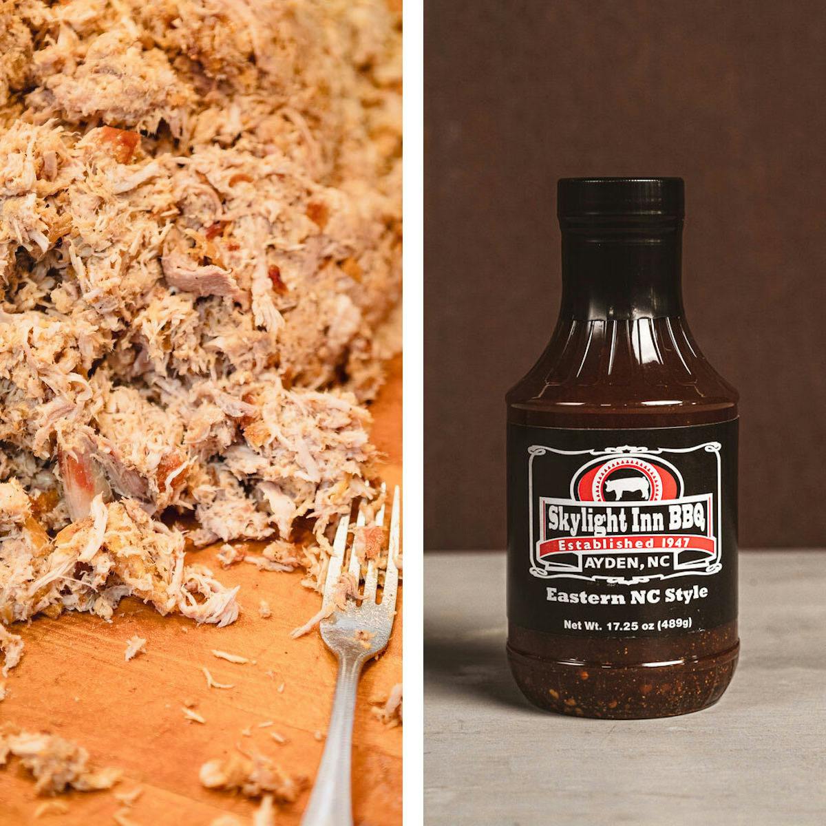 Chopped BBQ Pork + BBQ Sauce by Skylight Inn