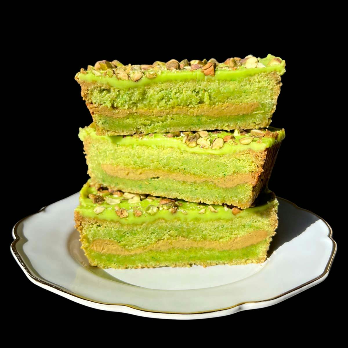 Pistachio Bakewell Shortbread Tray by Shortbread Society