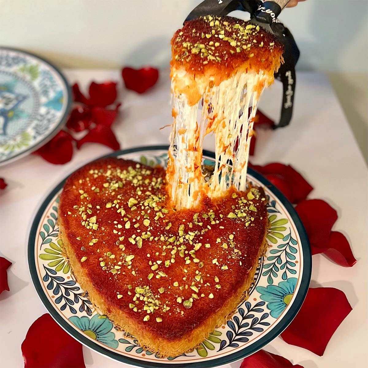 Valentine's Day Sweet Cheese "Knafeh" Heart-Shaped Pastry by Tanoreen - Alternate image 1
