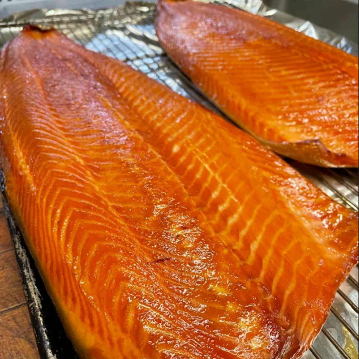 Whole Side Kippered Salmon by Water Dog Smoke House Goldbelly