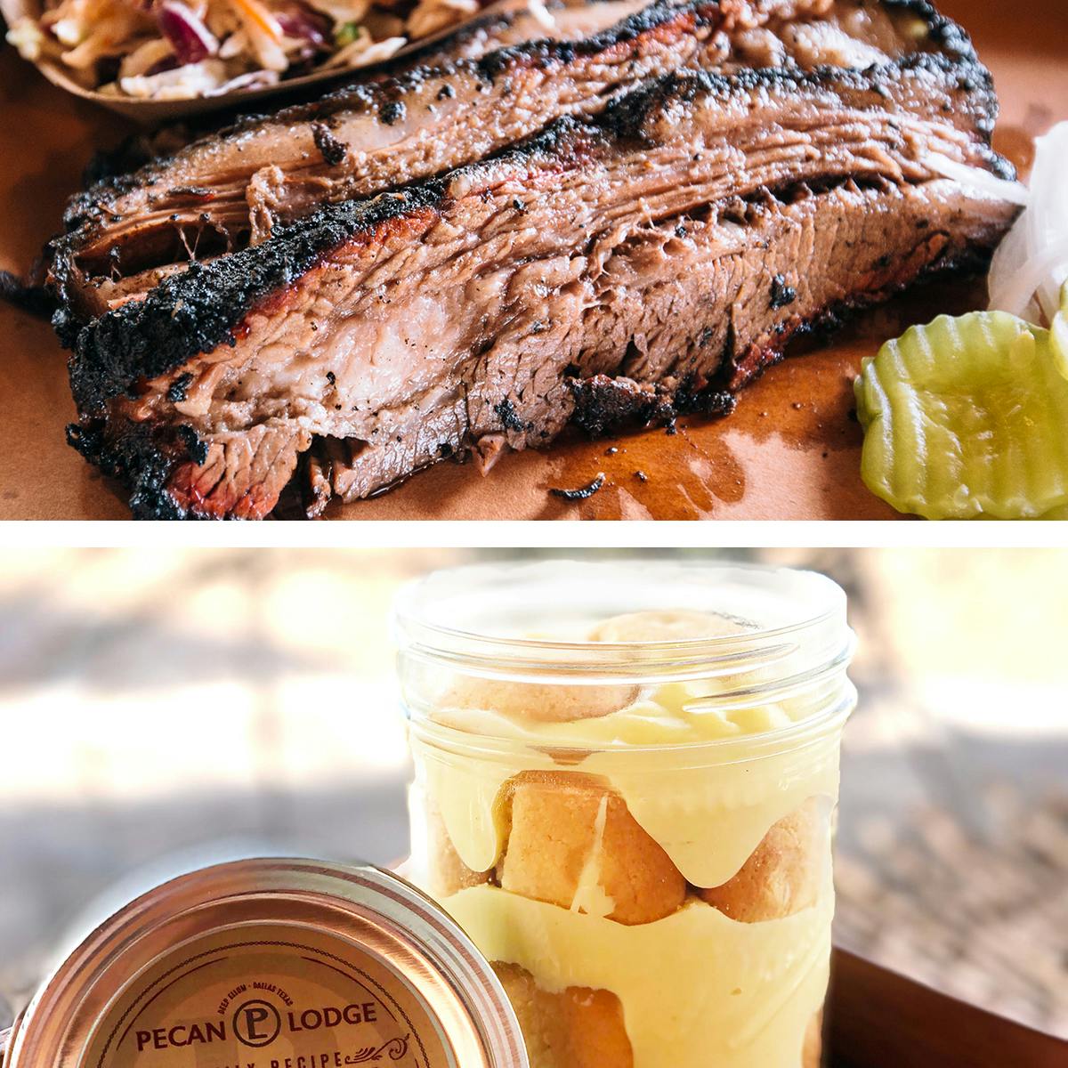 Prime Post Oak Smoked Brisket + Banana Pudding Jars for 6 by Pecan Lodge