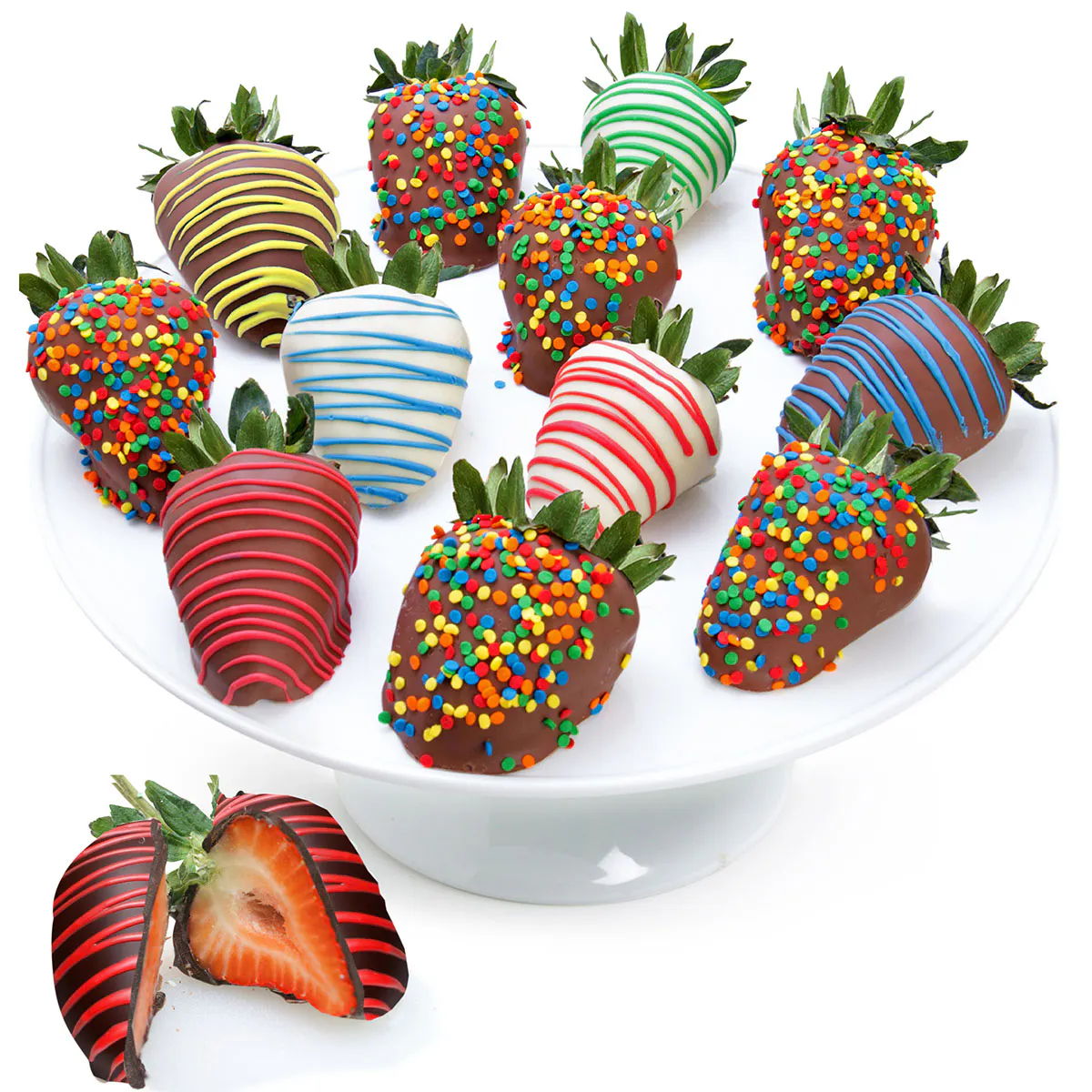 The Chocolate Covered Co. - Celebration Belgian Chocolate Covered Strawberries - 12 Pack